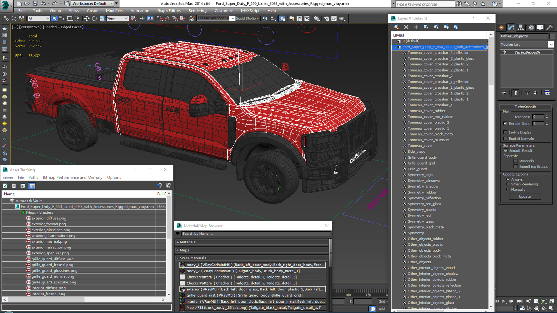 3D Ford Super Duty F 550 Lariat 2023 with Accessories Rigged for Cinema 4D