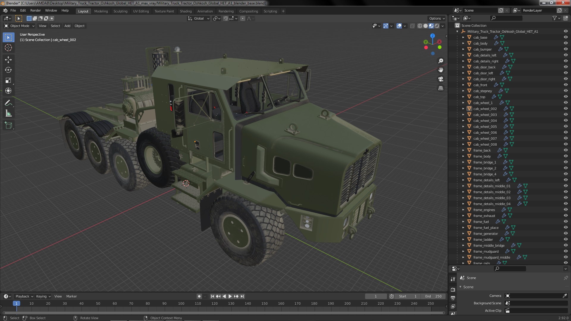 Military Truck Tractor Oshkosh Global HET A1 3D model