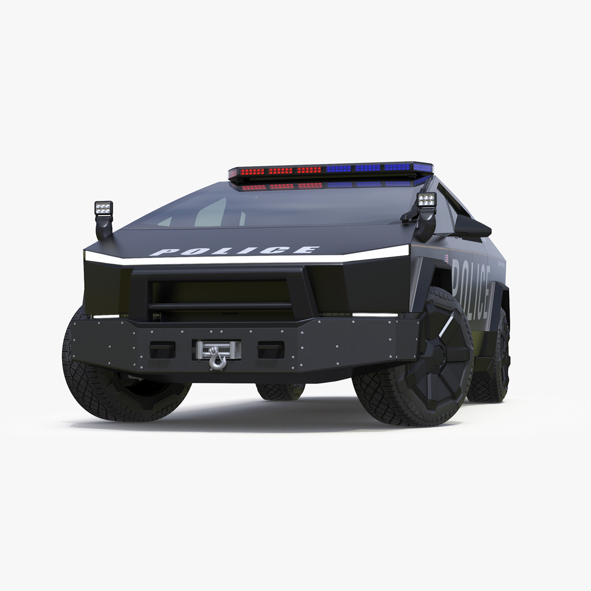 3D Tesla Cybertruck Police Car Rigged for Cinema 4D model