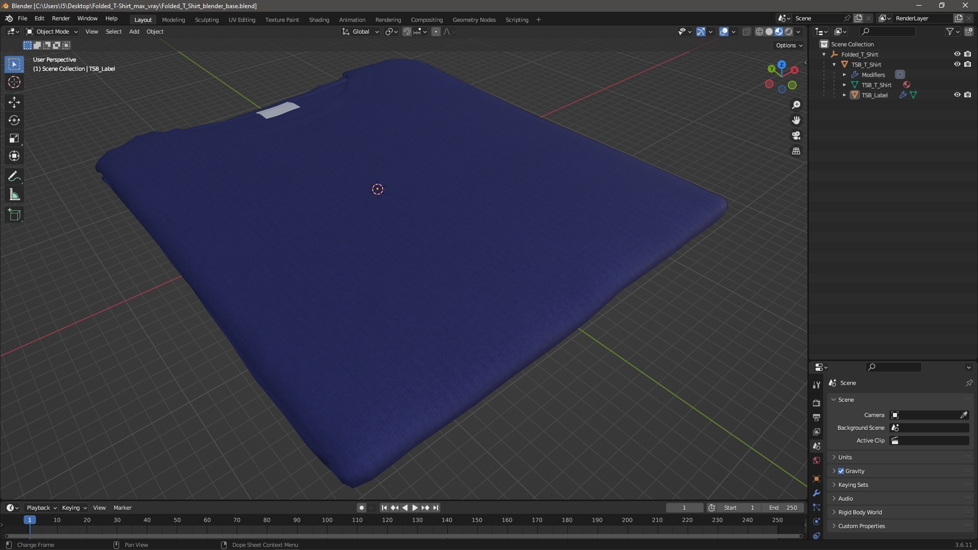 Folded T-Shirt 3D model