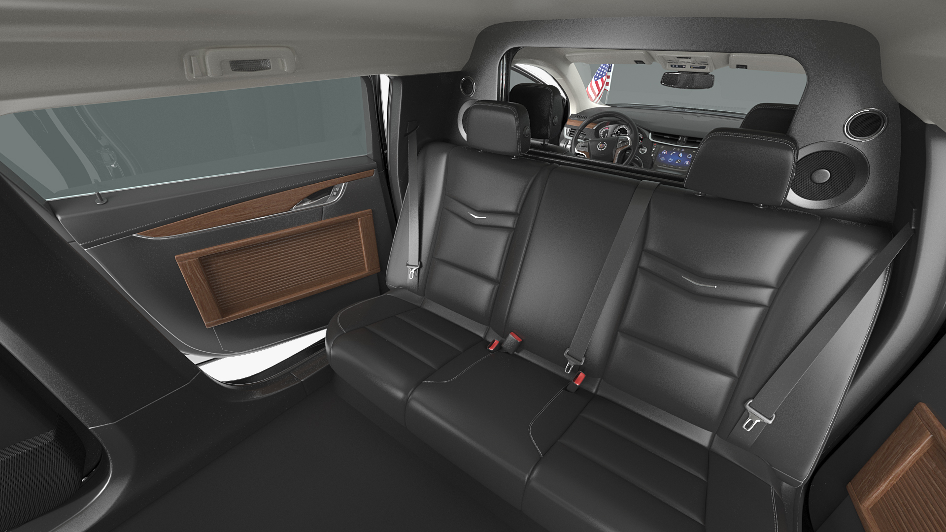 3D Cadillac SS 70 Stretch Limousine with American Flag Rigged model