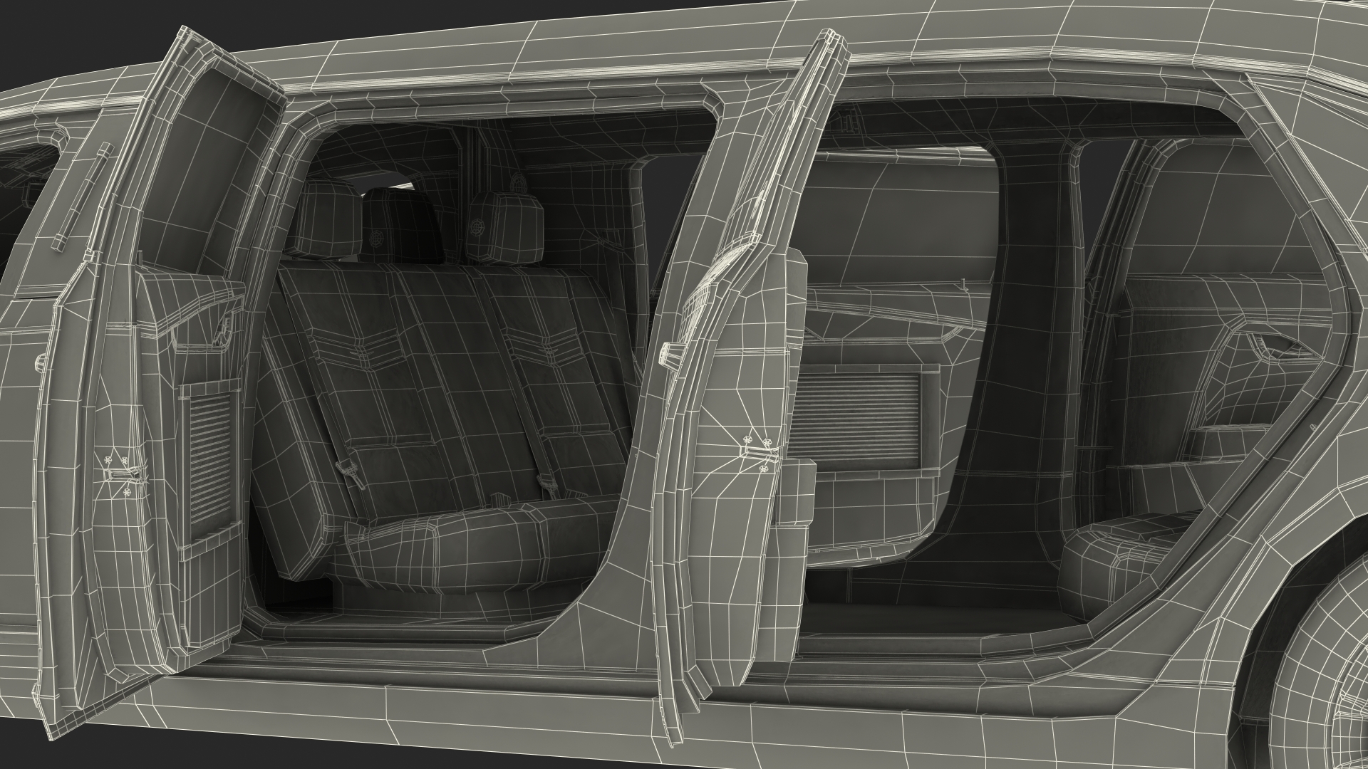 3D Cadillac SS 70 Stretch Limousine with American Flag Rigged model