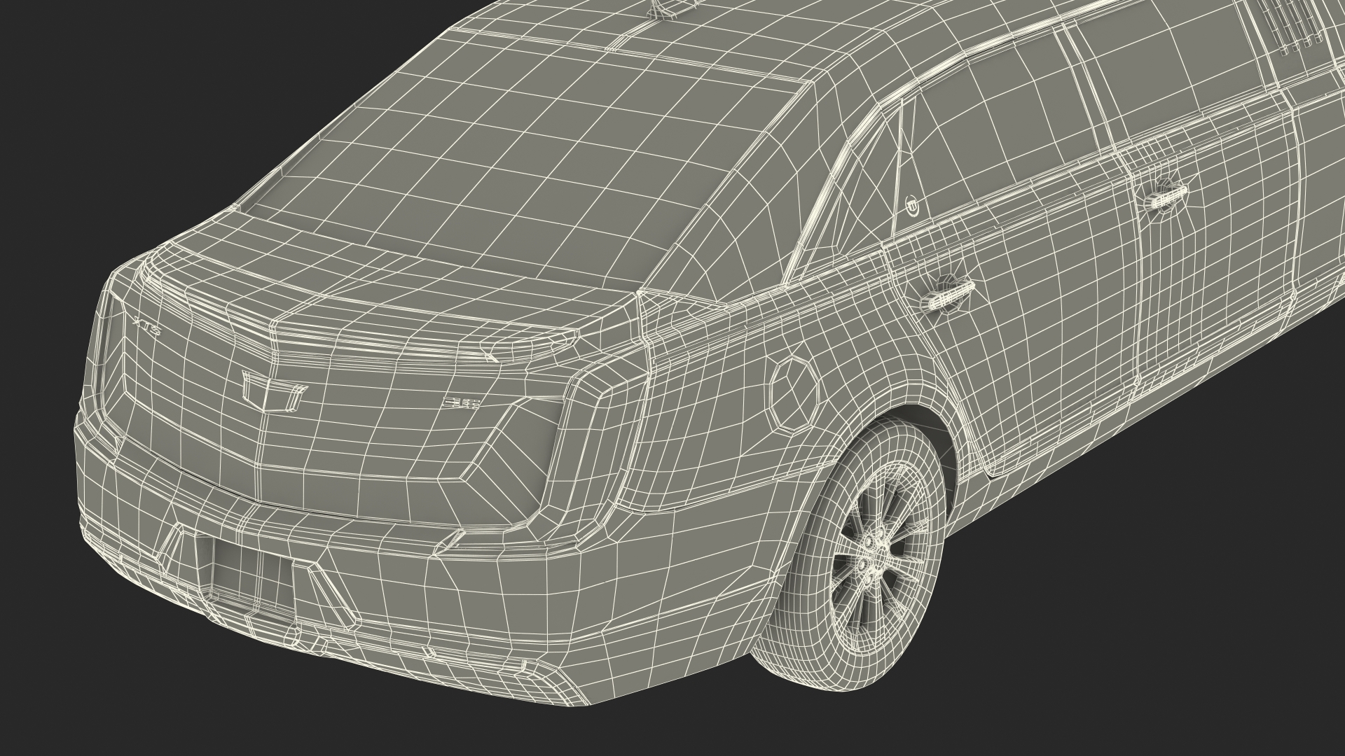 3D Cadillac SS 70 Stretch Limousine with American Flag Rigged model