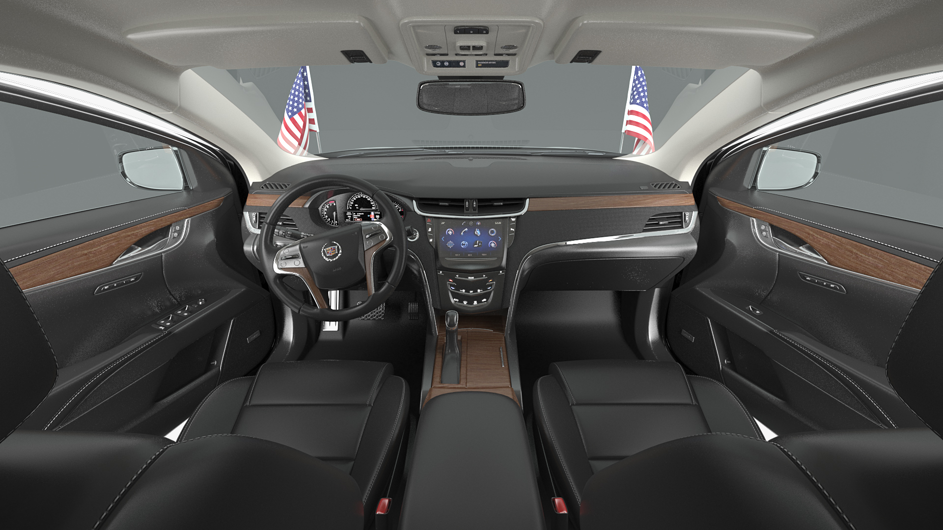 3D Cadillac SS 70 Stretch Limousine with American Flag Rigged model
