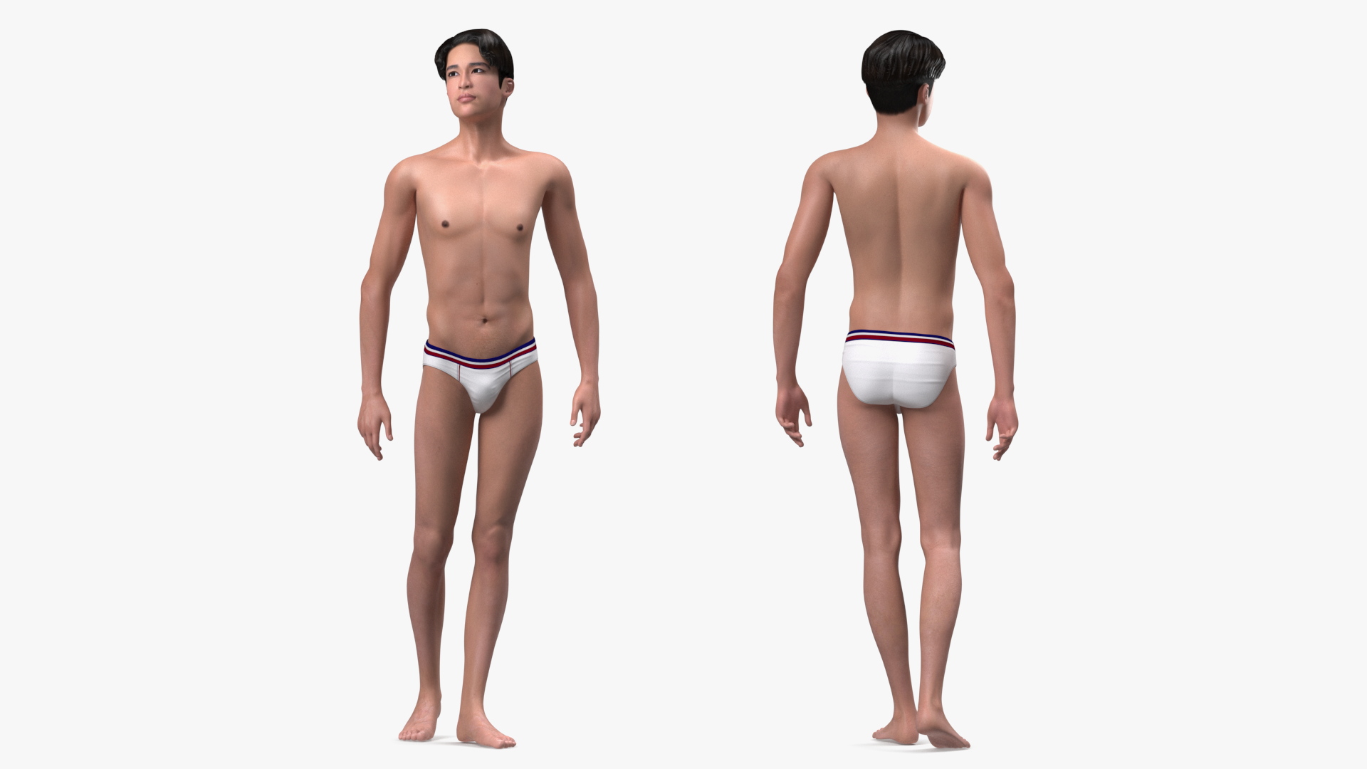 3D Chinese Man Underwear Rigged model