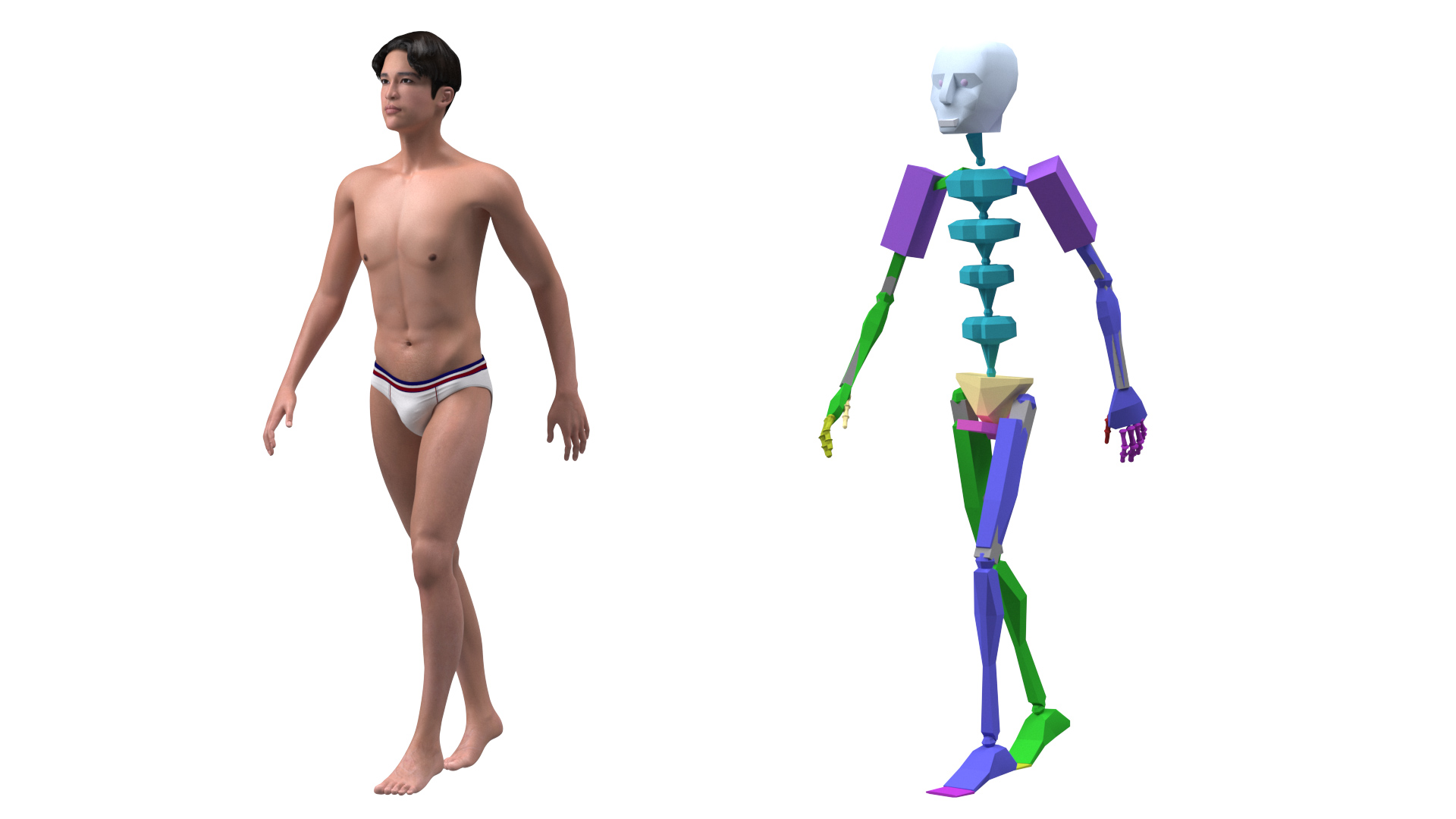 3D Chinese Man Underwear Rigged model
