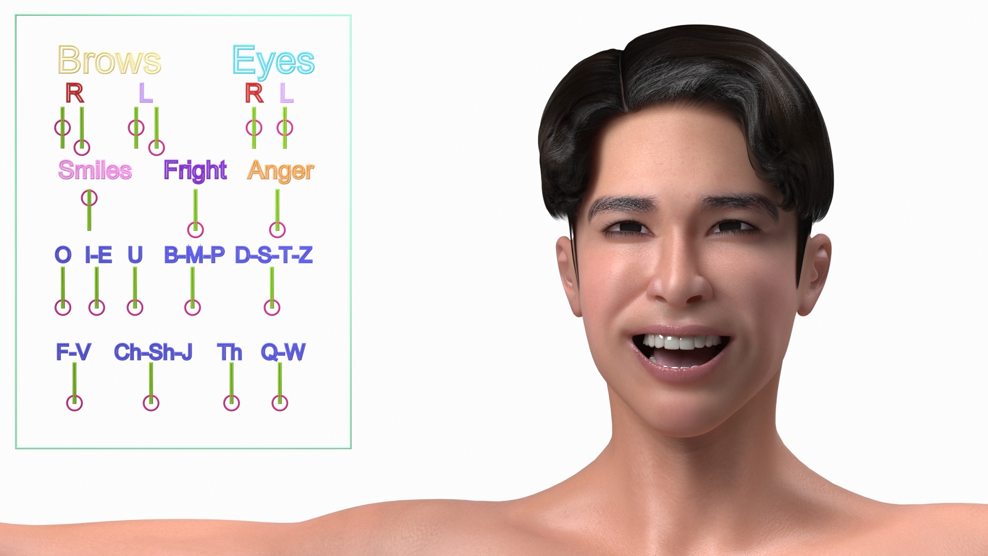 3D Chinese Man Underwear Rigged model