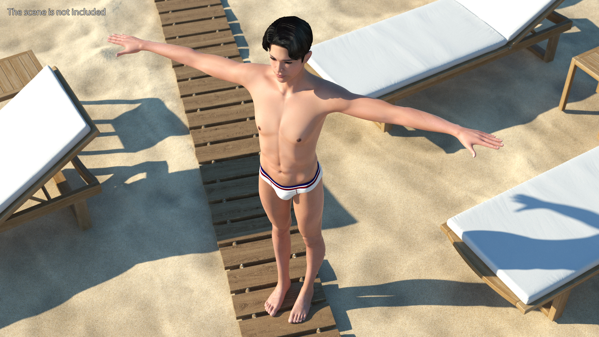3D Chinese Man Underwear Rigged model