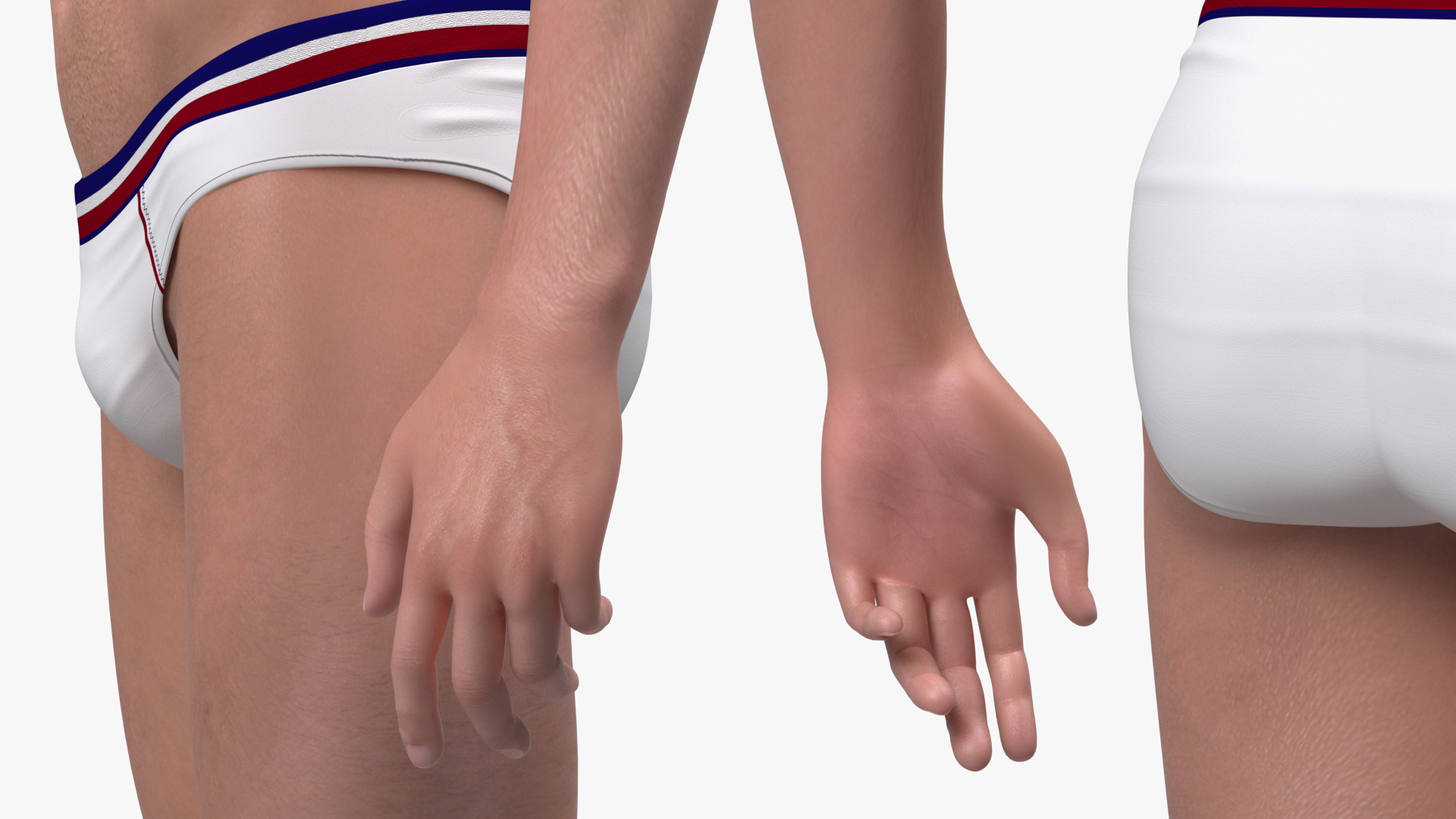 3D Chinese Man Underwear Rigged model