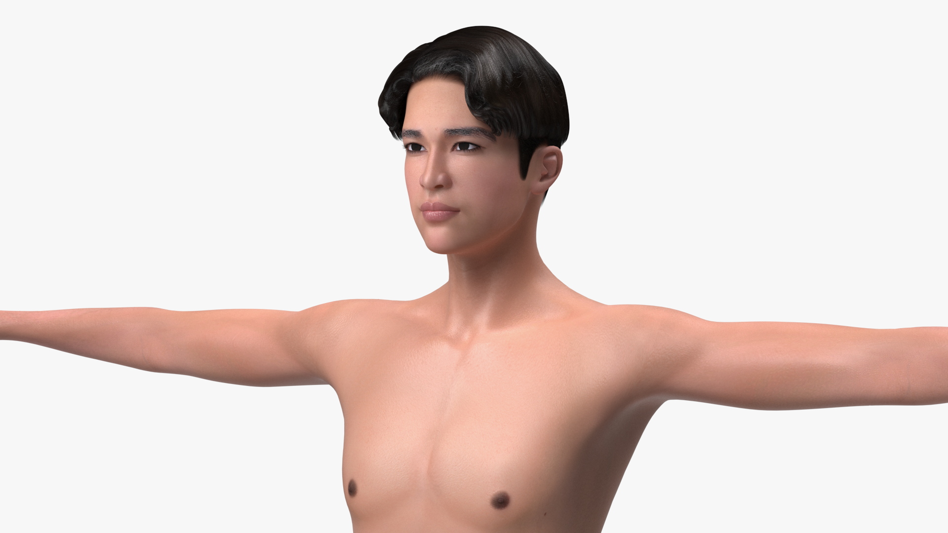 3D Chinese Man Underwear Rigged model