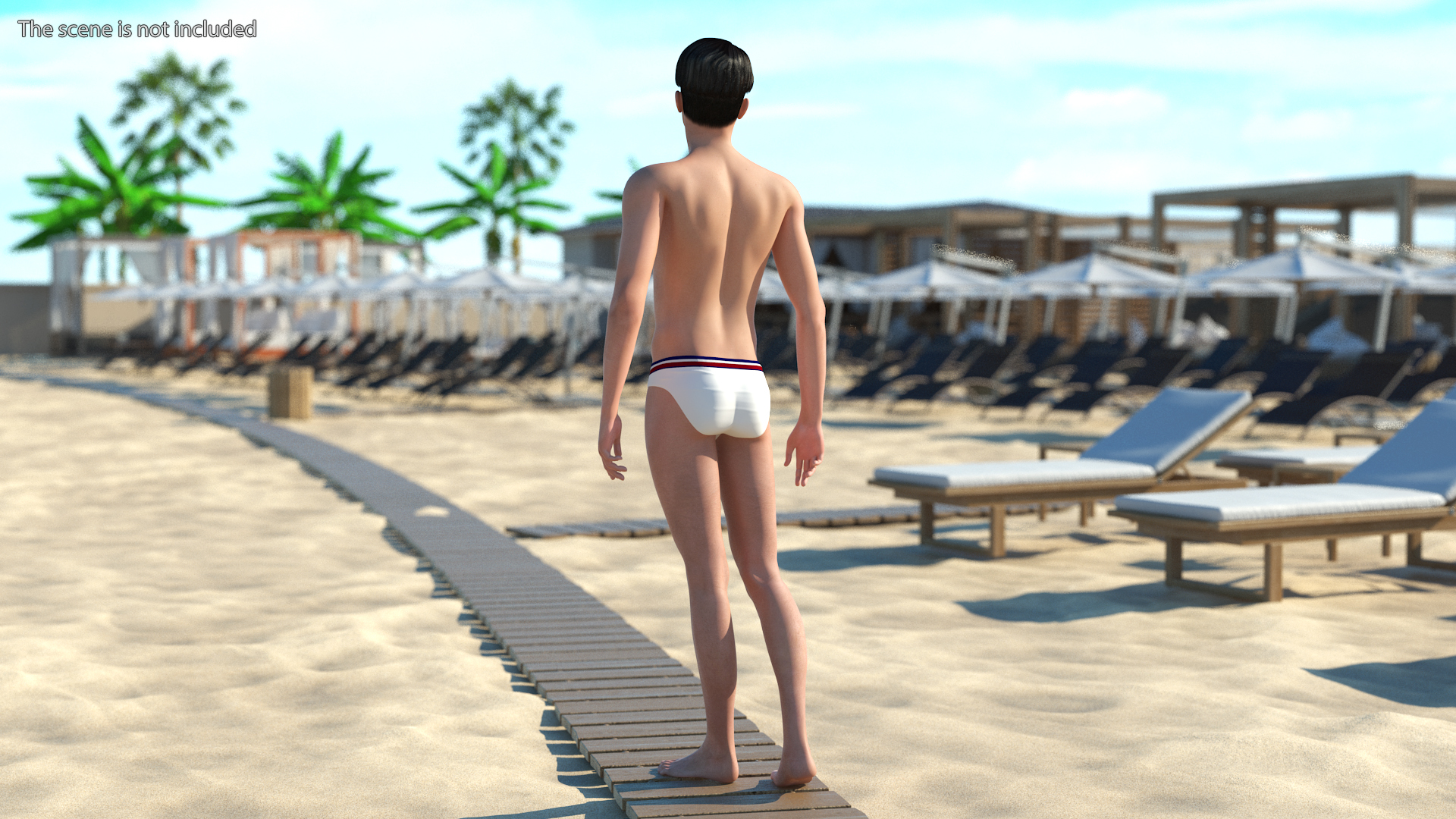 3D Chinese Man Underwear Rigged model