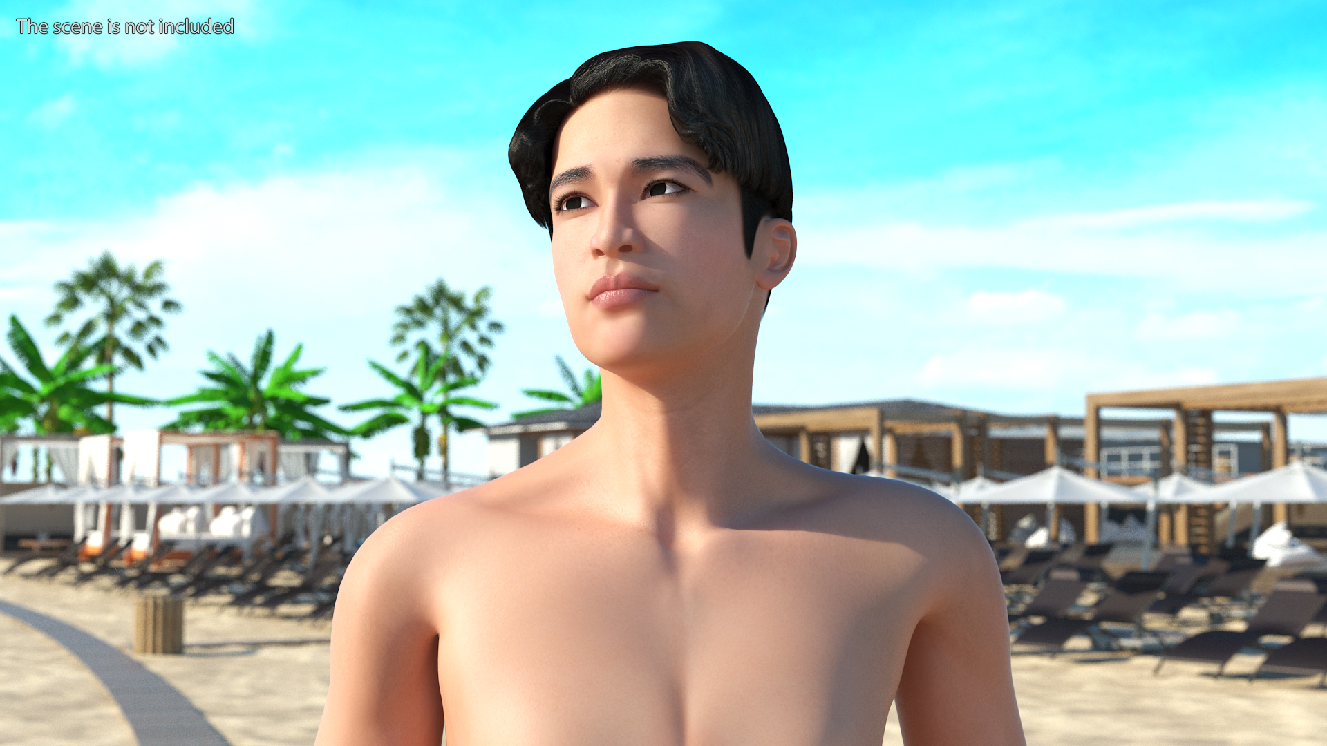 3D Chinese Man Underwear Rigged model