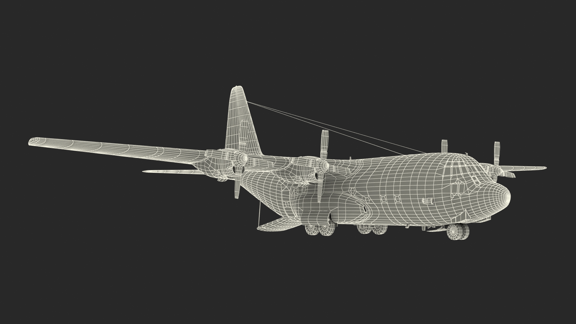 US Military Transport Aircraft Lockheed C 130 Hercules with Cargo Rigged 3D