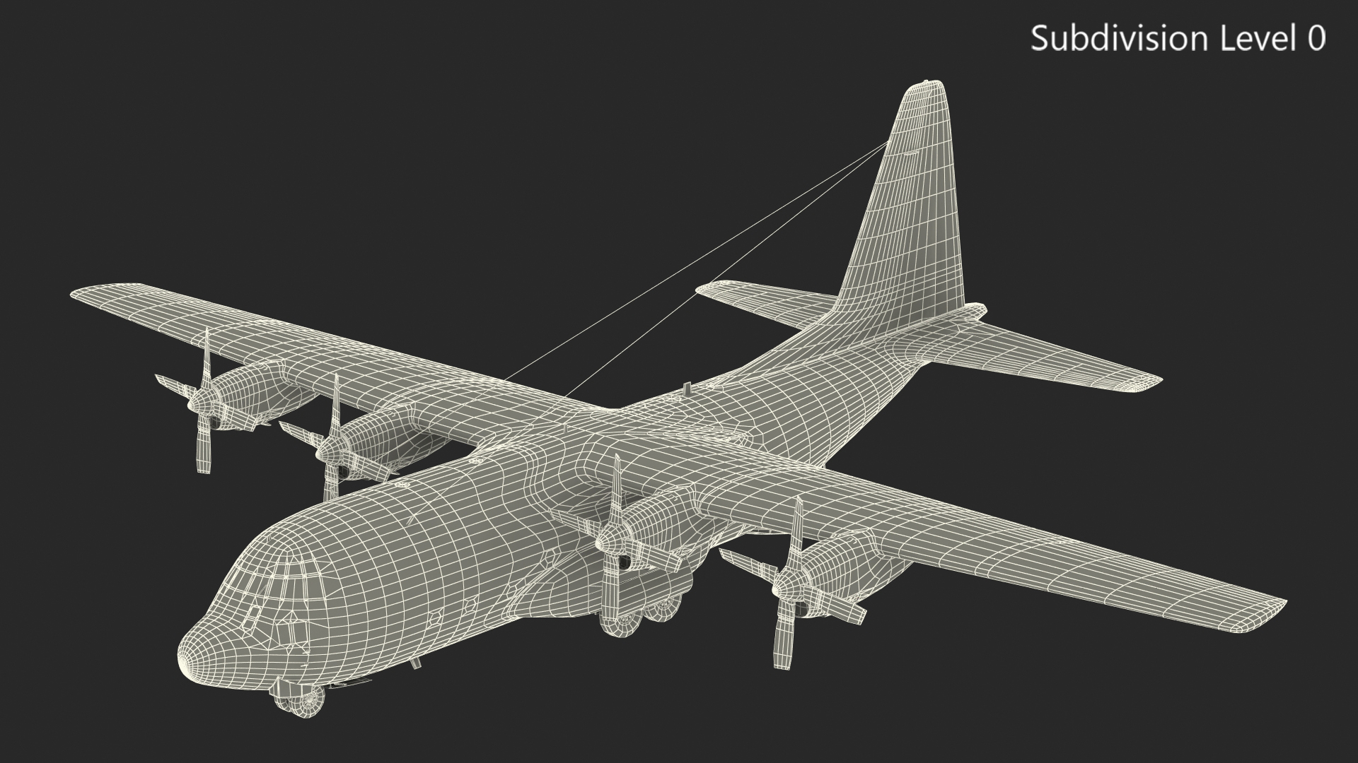 US Military Transport Aircraft Lockheed C 130 Hercules with Cargo Rigged 3D
