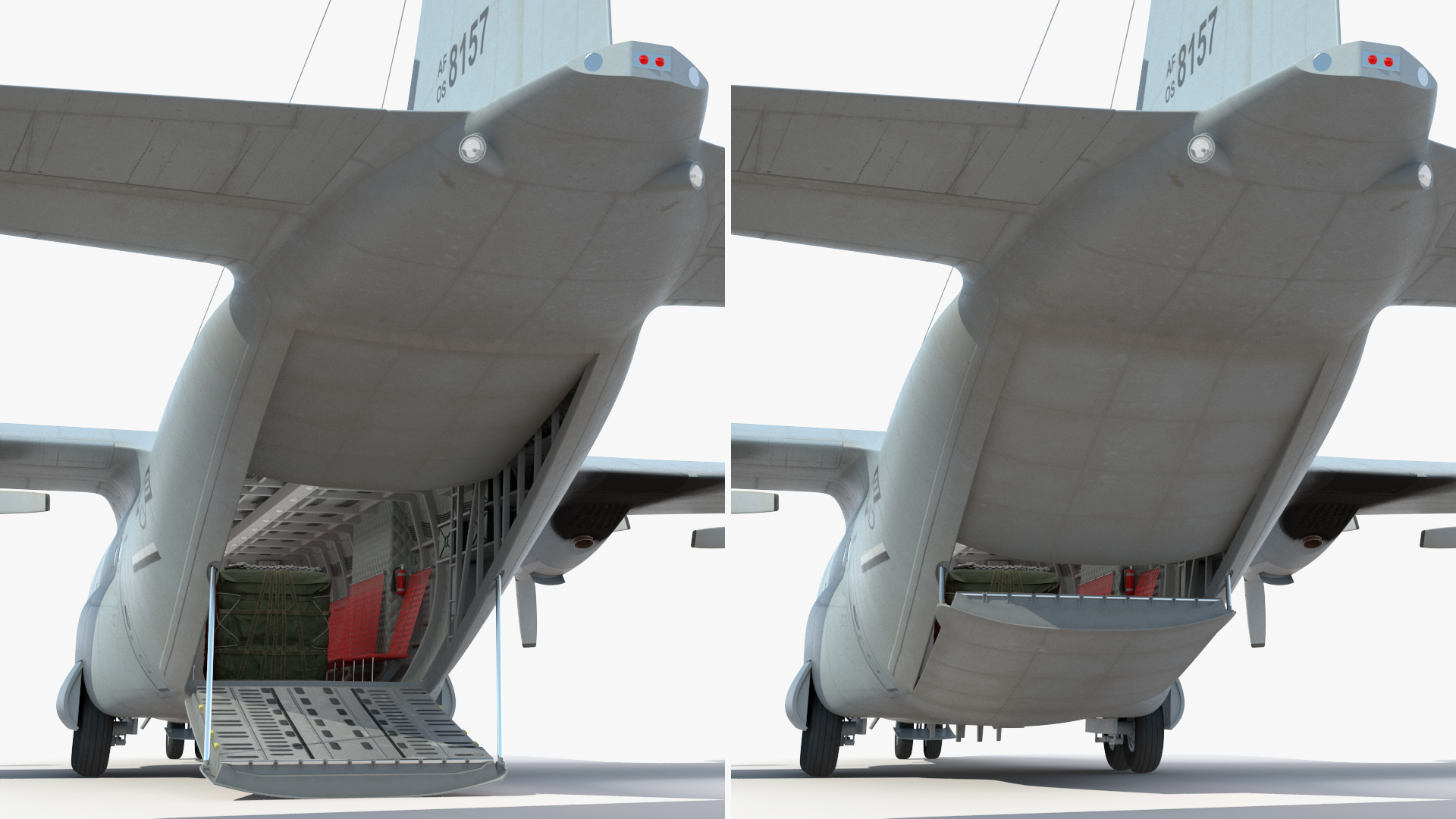 US Military Transport Aircraft Lockheed C 130 Hercules with Cargo Rigged 3D