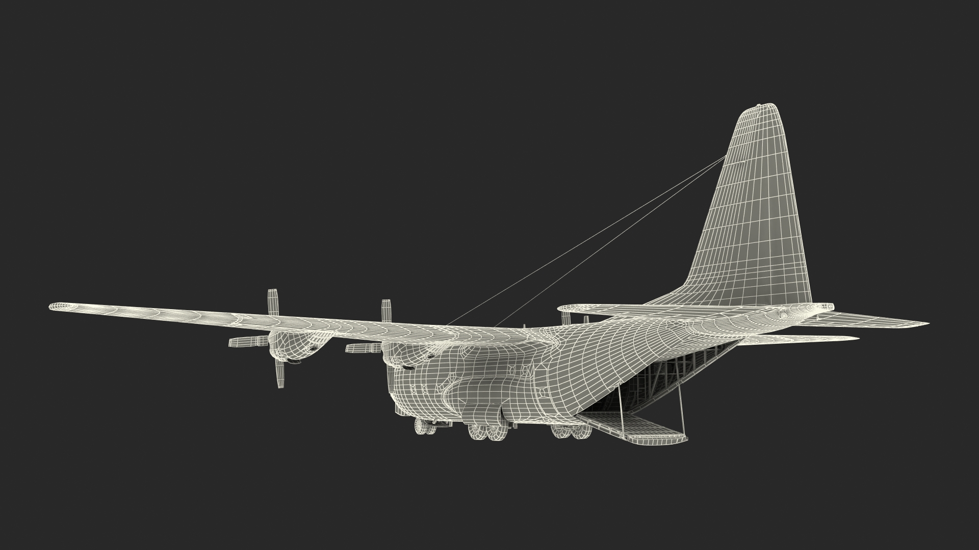 US Military Transport Aircraft Lockheed C 130 Hercules with Cargo Rigged 3D