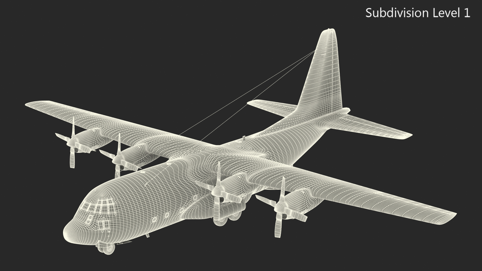 US Military Transport Aircraft Lockheed C 130 Hercules with Cargo Rigged 3D