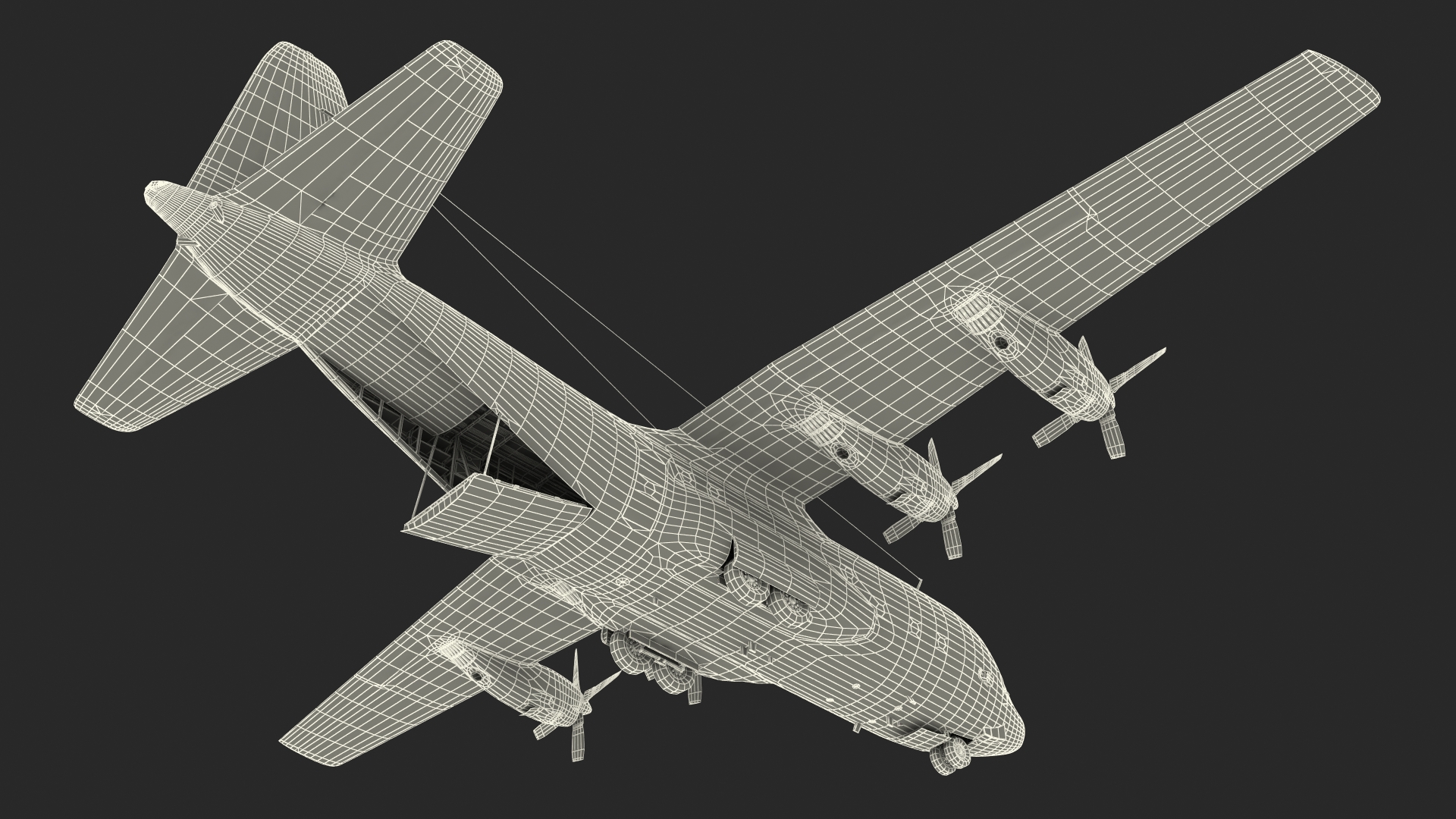 US Military Transport Aircraft Lockheed C 130 Hercules with Cargo Rigged 3D