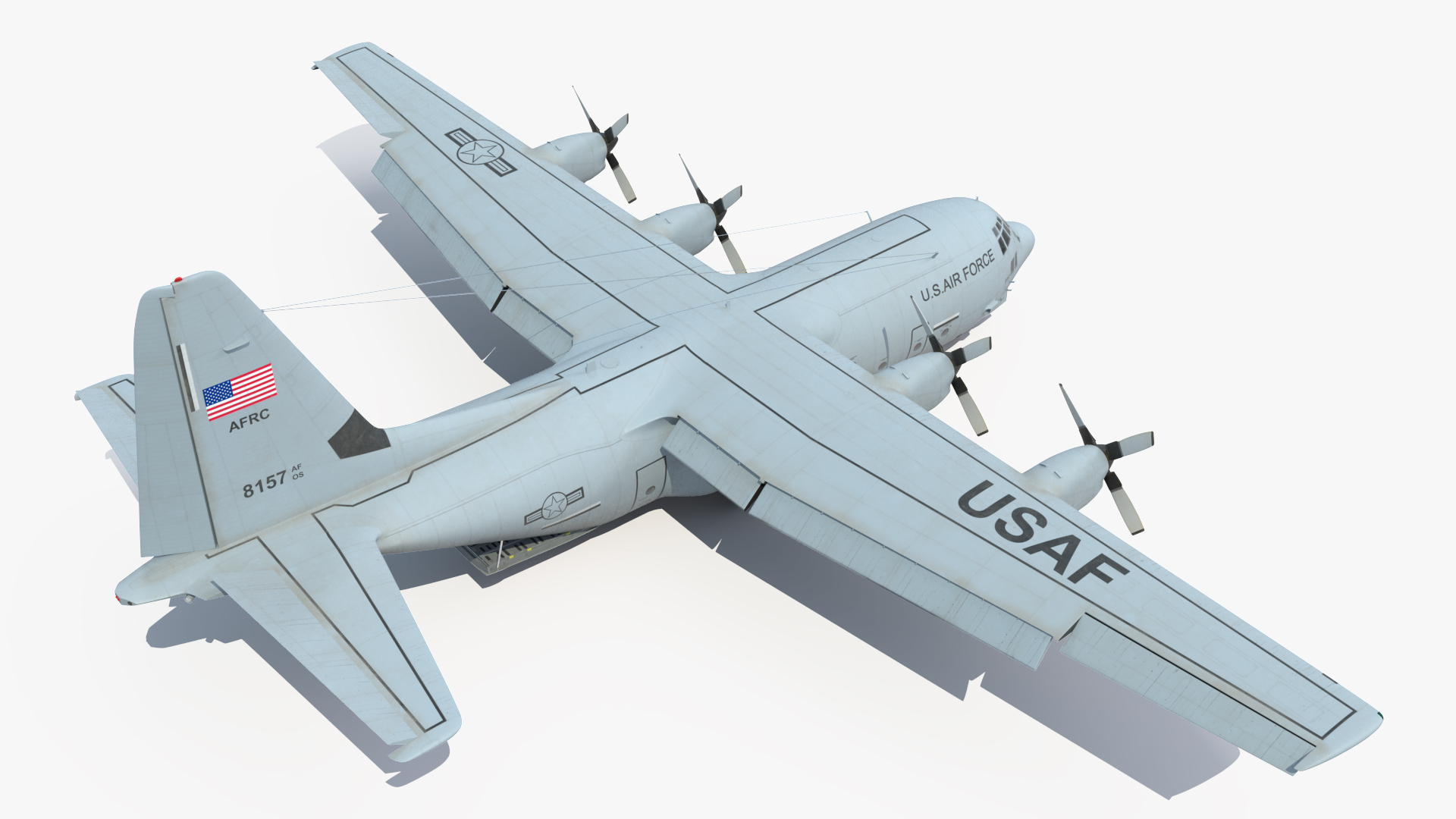 US Military Transport Aircraft Lockheed C 130 Hercules with Cargo Rigged 3D