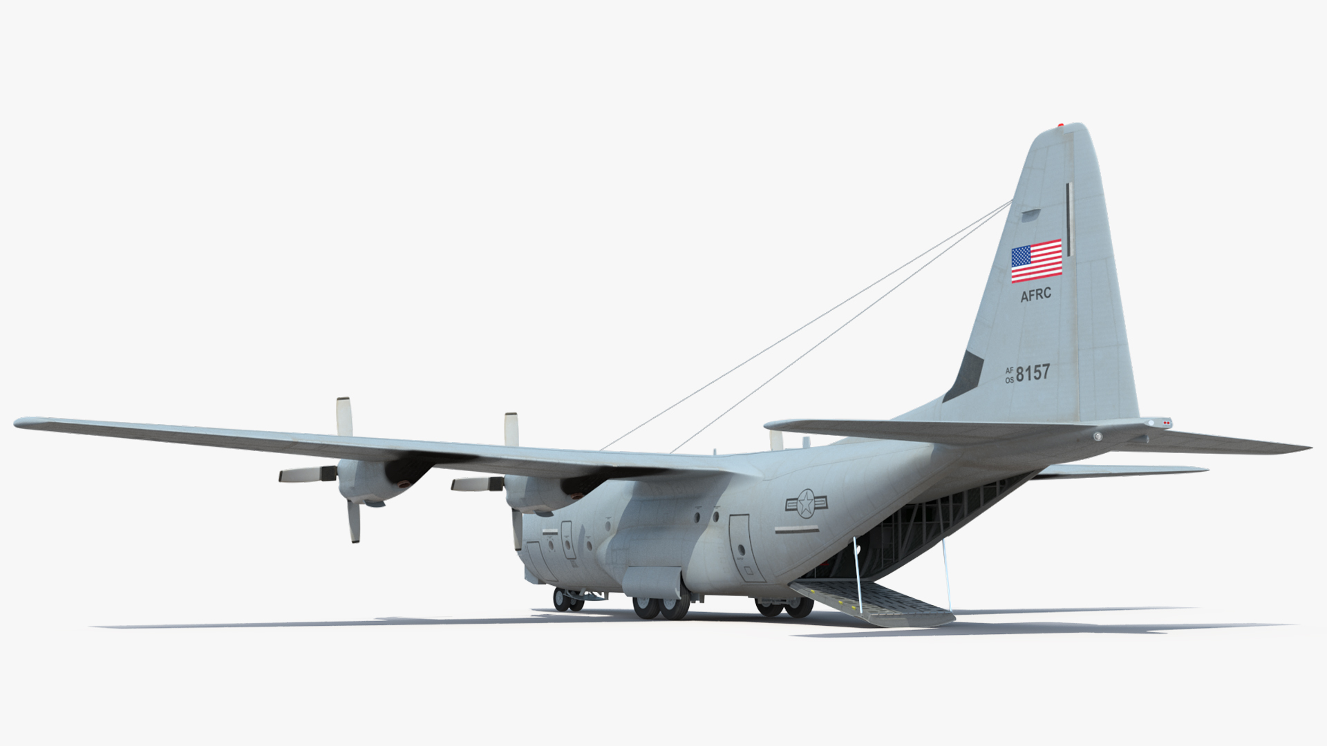 US Military Transport Aircraft Lockheed C 130 Hercules with Cargo Rigged 3D