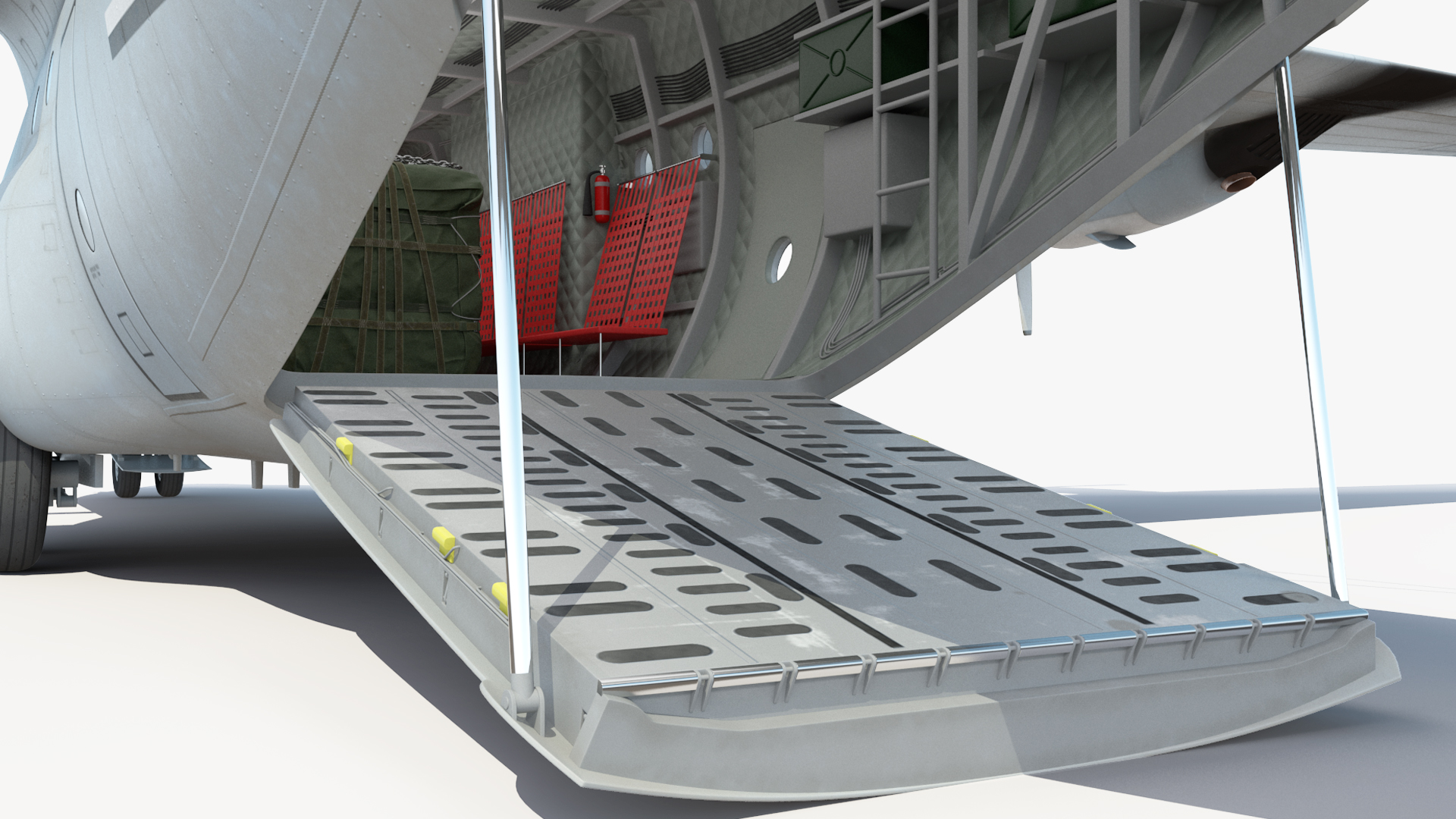 US Military Transport Aircraft Lockheed C 130 Hercules with Cargo Rigged 3D
