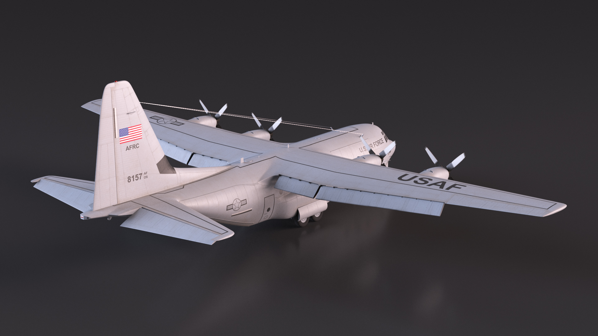 US Military Transport Aircraft Lockheed C 130 Hercules with Cargo Rigged 3D