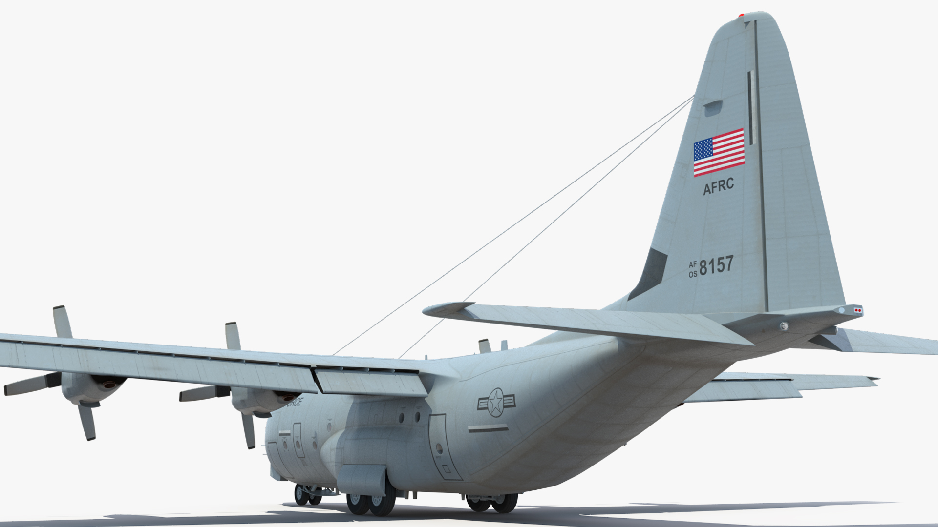 US Military Transport Aircraft Lockheed C 130 Hercules with Cargo Rigged 3D