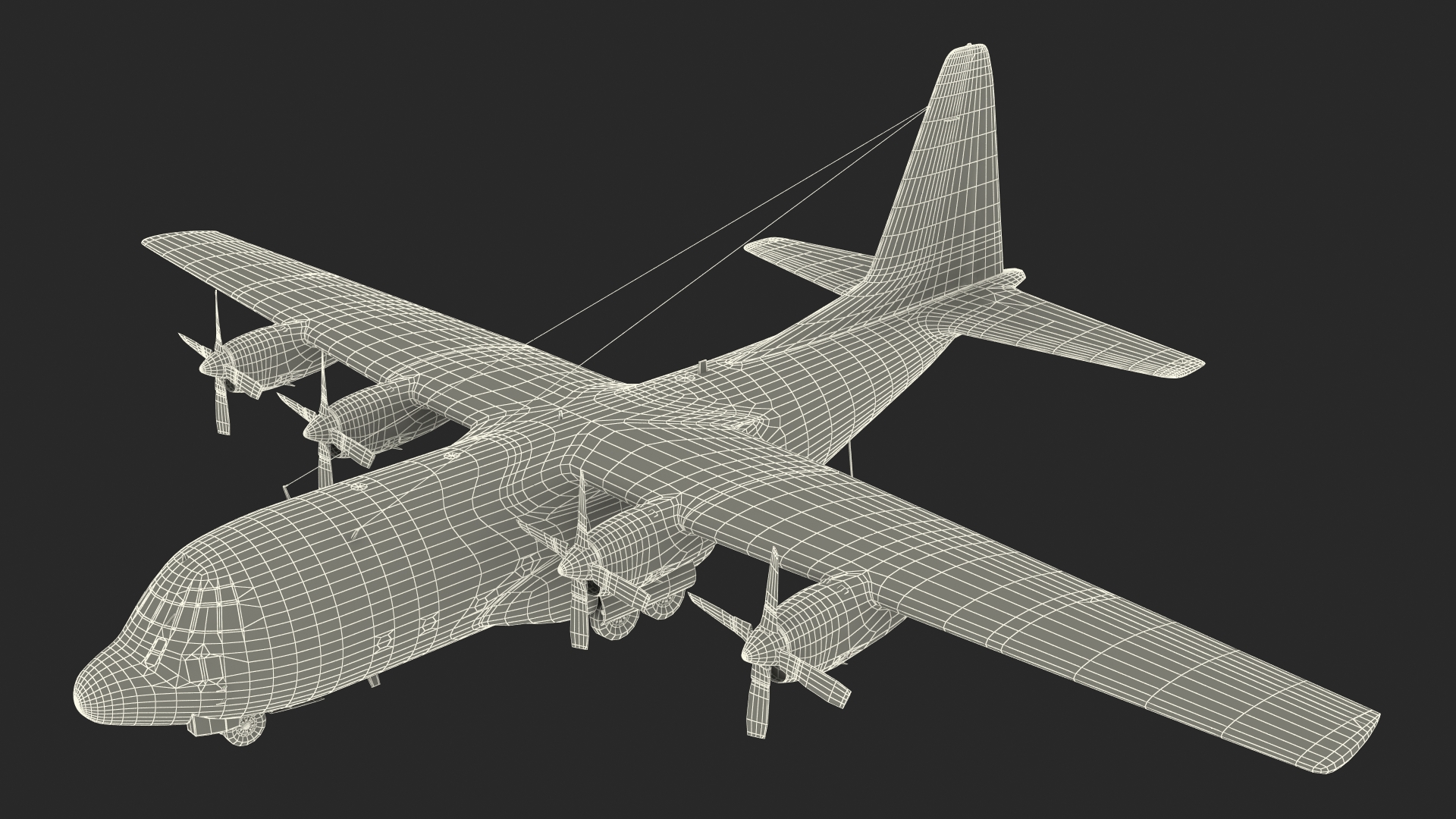 US Military Transport Aircraft Lockheed C 130 Hercules with Cargo Rigged 3D