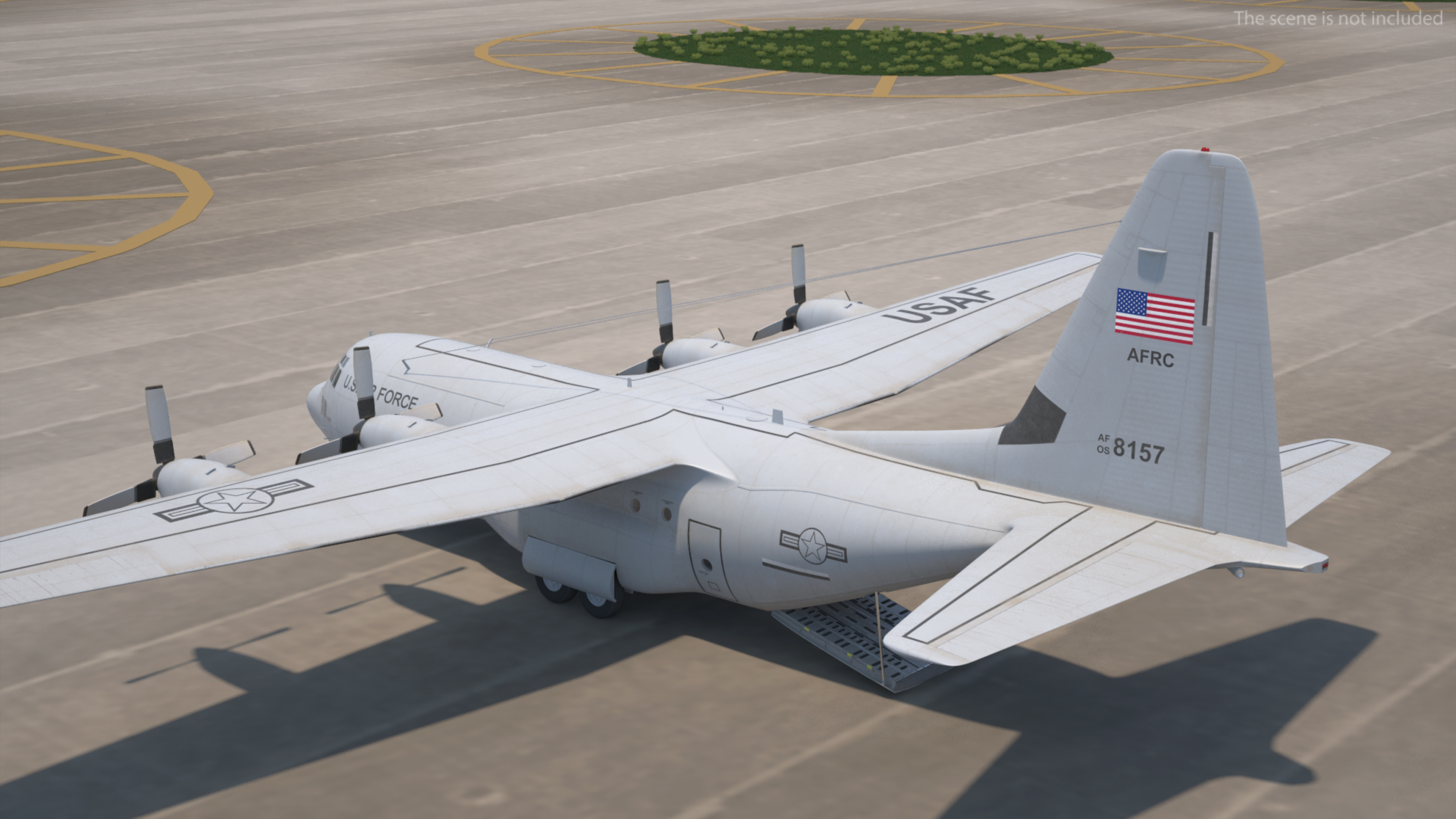 US Military Transport Aircraft Lockheed C 130 Hercules with Cargo Rigged 3D