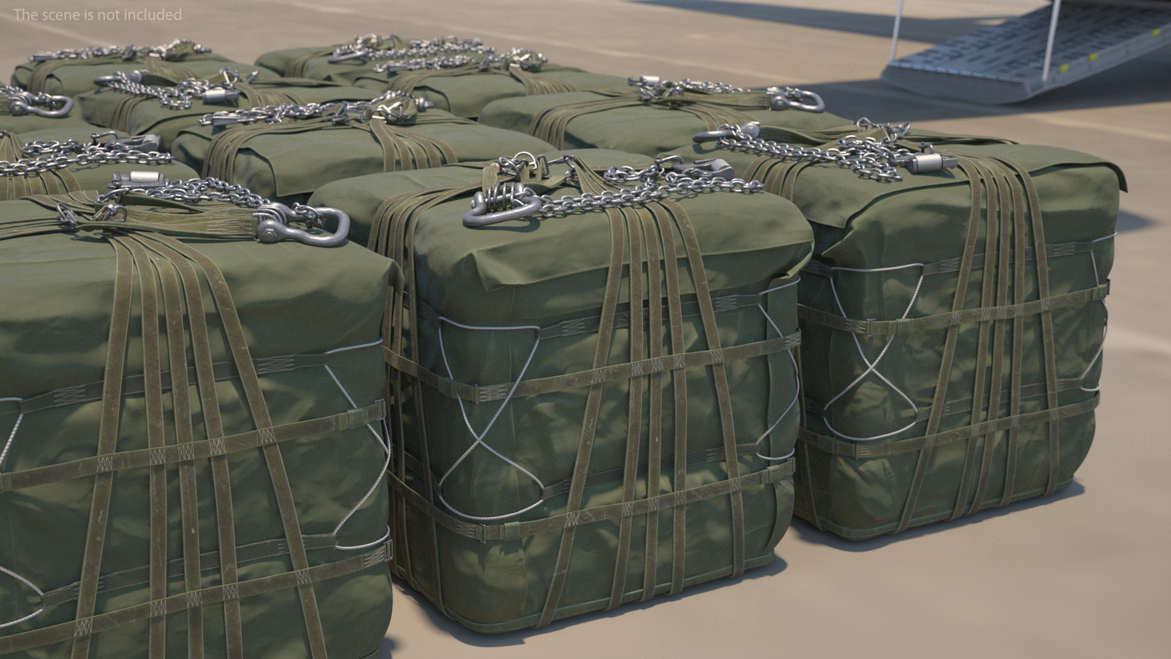 US Military Transport Aircraft Lockheed C 130 Hercules with Cargo Rigged 3D