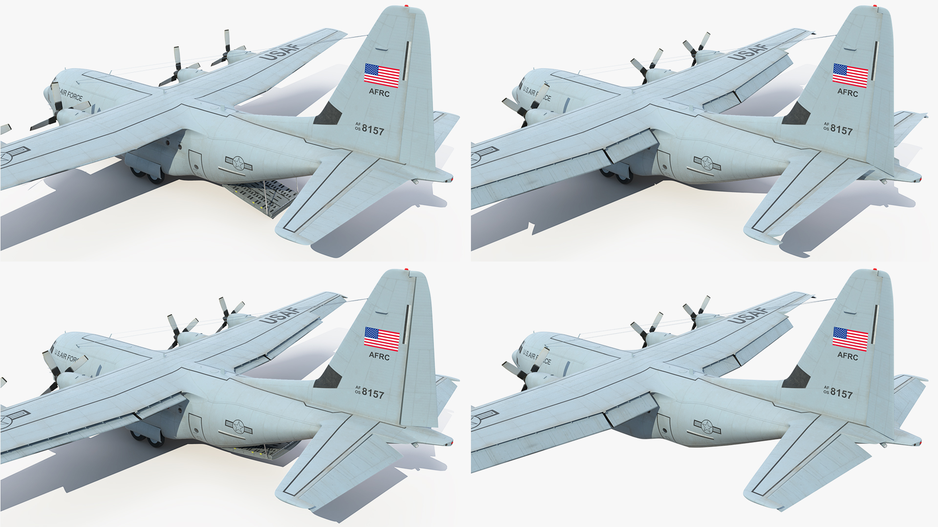 US Military Transport Aircraft Lockheed C 130 Hercules with Cargo Rigged 3D