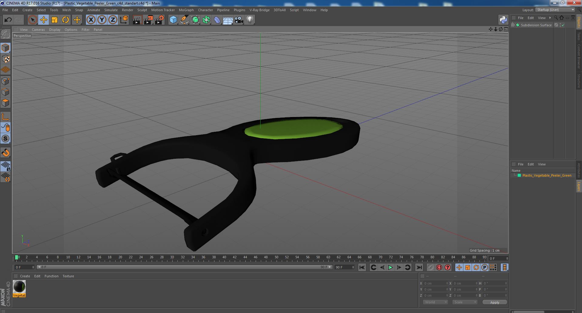 3D model Plastic Vegetable Peeler Green