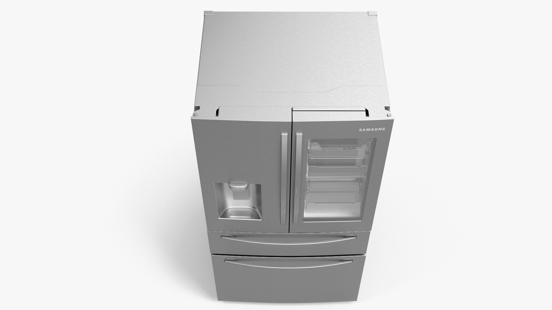 3D model Samsung 4-Door French Door Refrigerator Steel