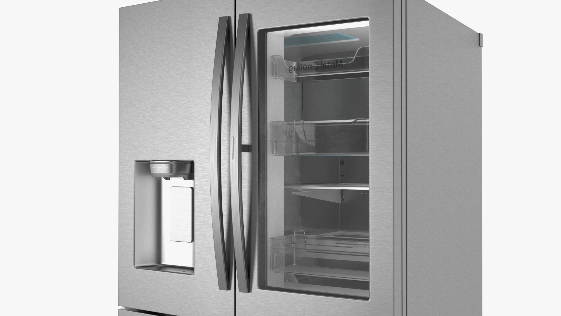 3D model Samsung 4-Door French Door Refrigerator Steel