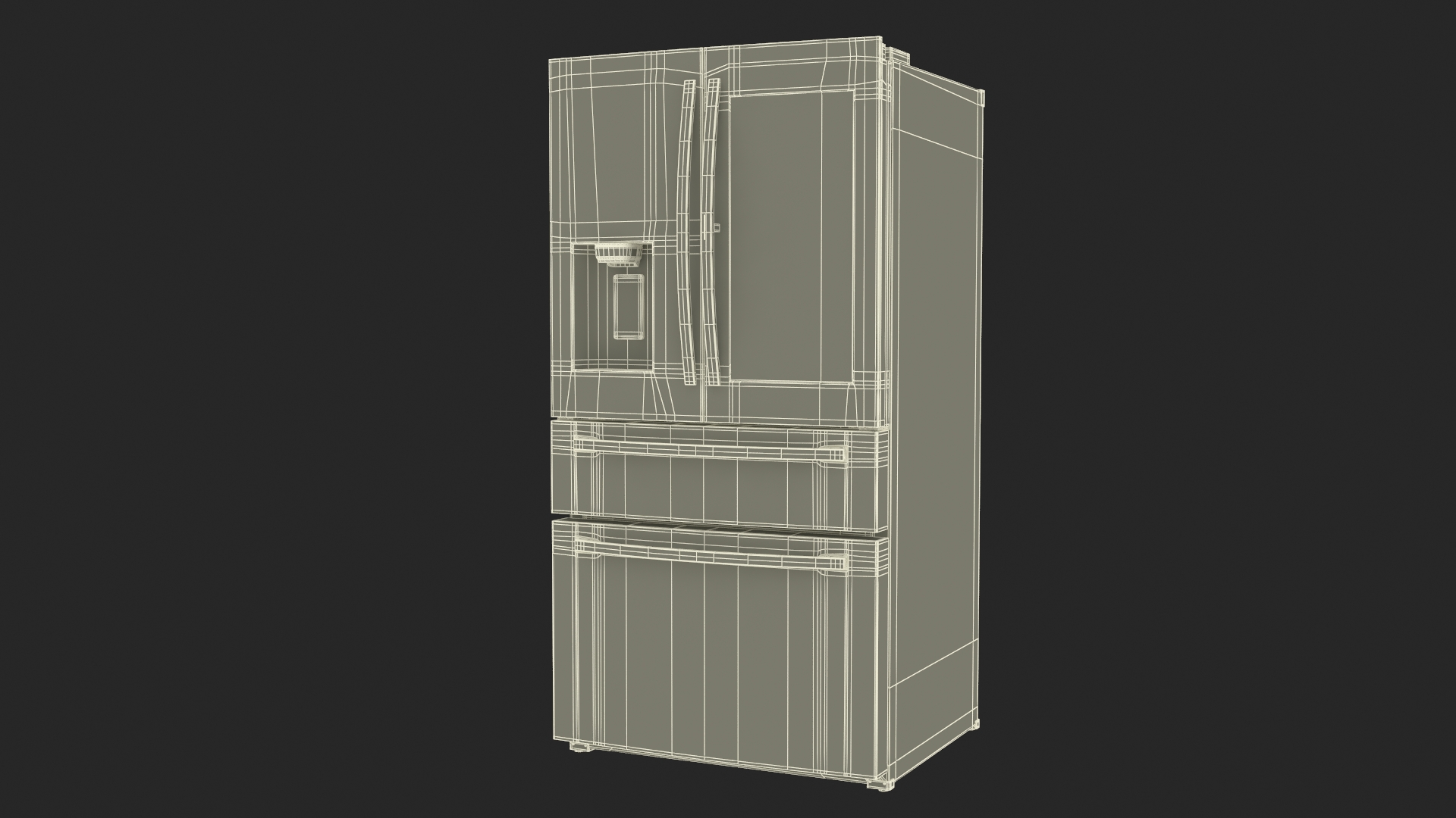 3D model Samsung 4-Door French Door Refrigerator Steel