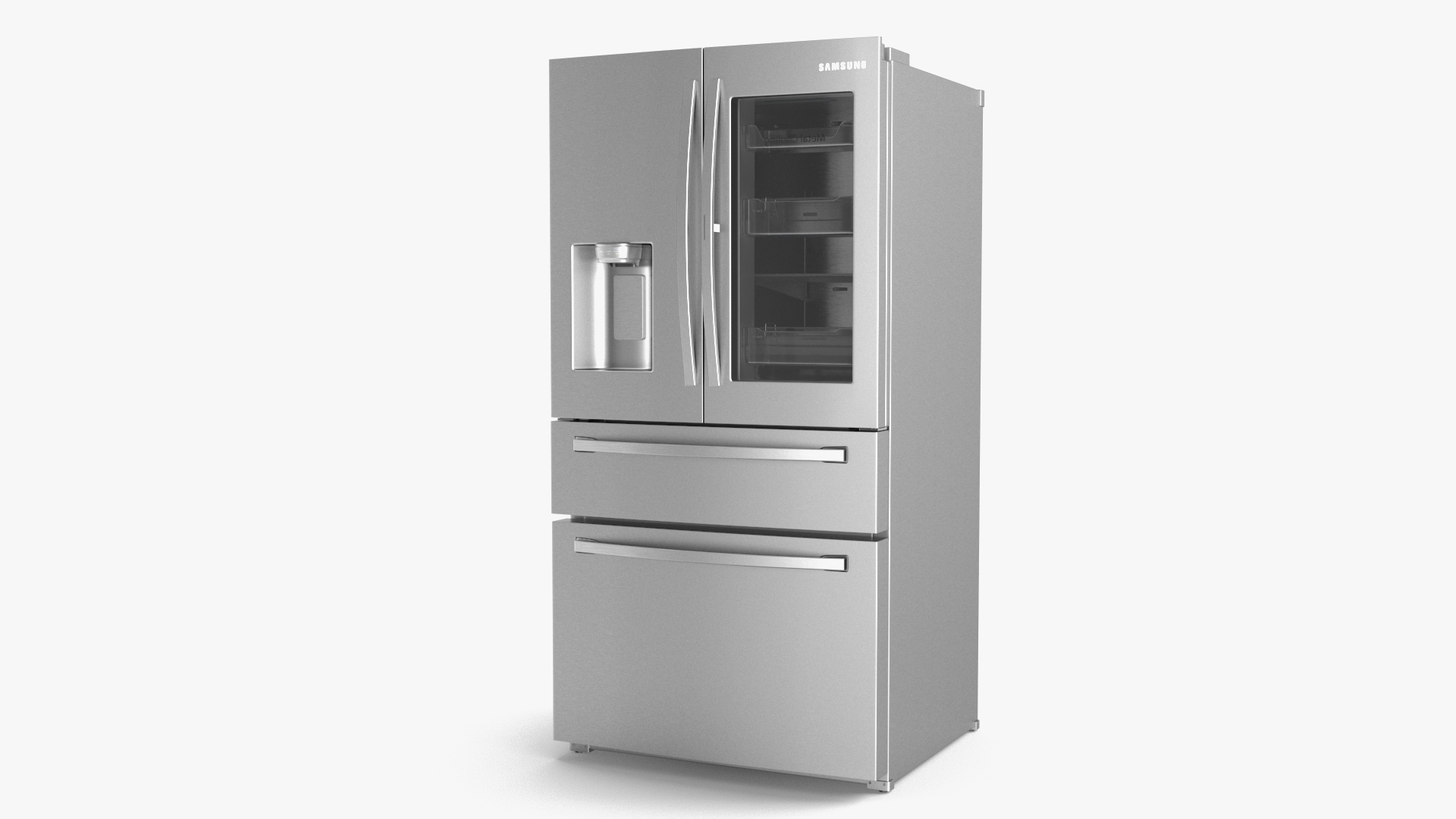 3D model Samsung 4-Door French Door Refrigerator Steel