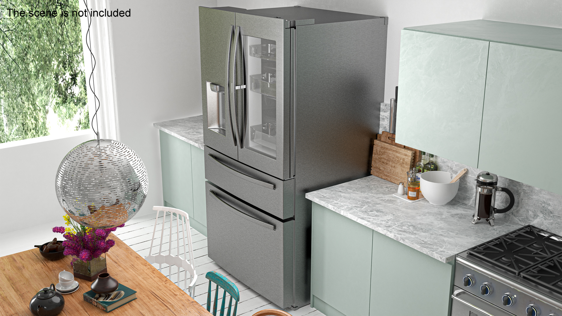 3D model Samsung 4-Door French Door Refrigerator Steel