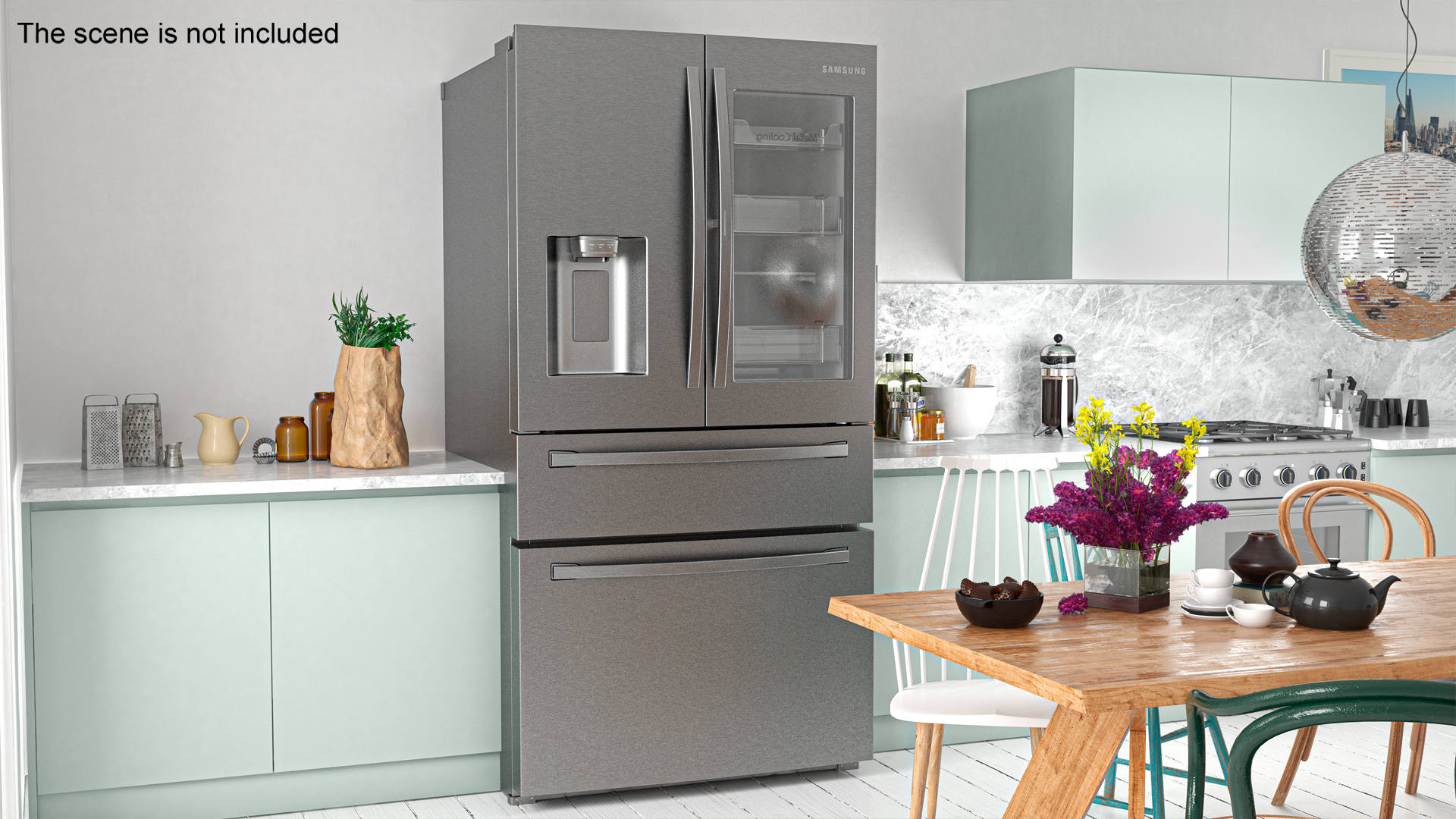 3D model Samsung 4-Door French Door Refrigerator Steel