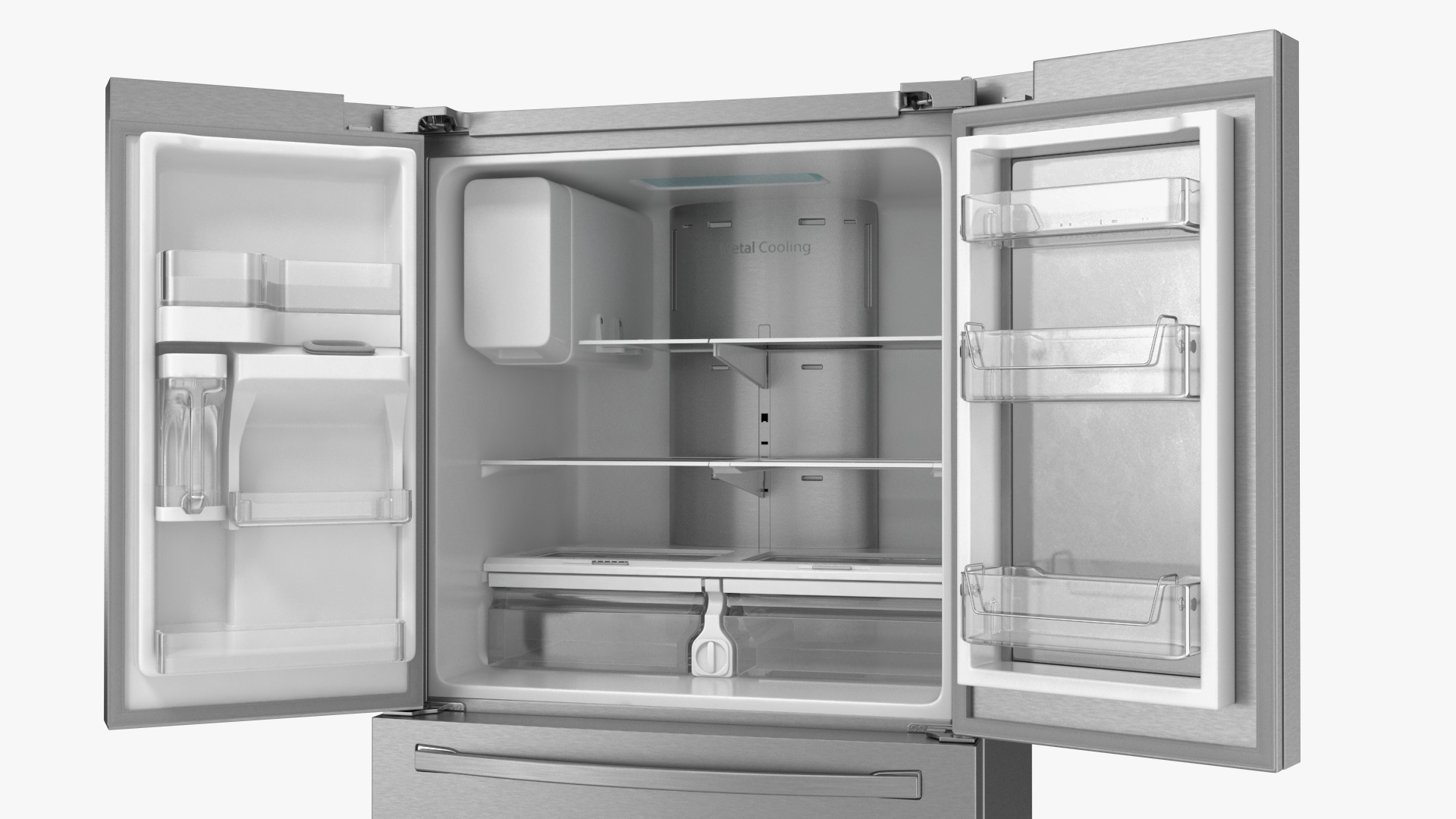3D model Samsung 4-Door French Door Refrigerator Steel