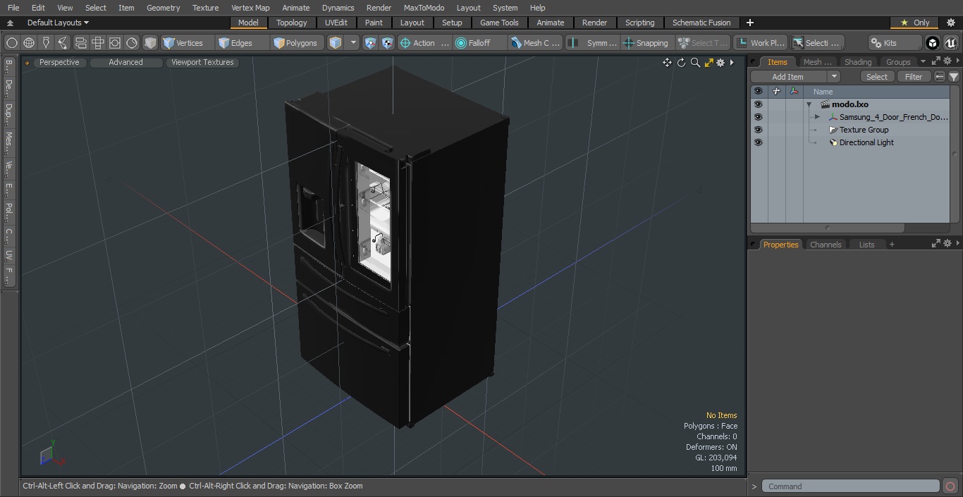 3D model Samsung 4-Door French Door Refrigerator Steel