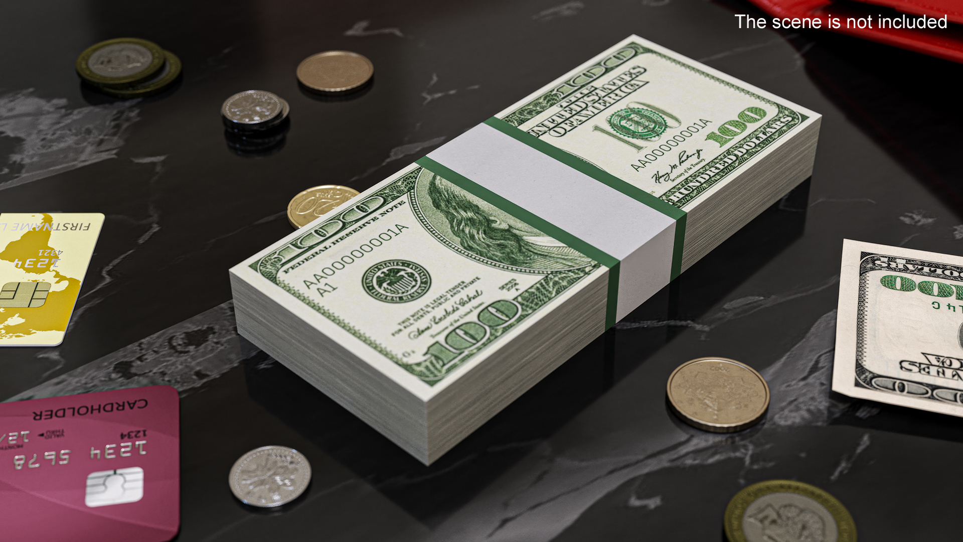 3D US Currency 100 Dollar Bills Pack model