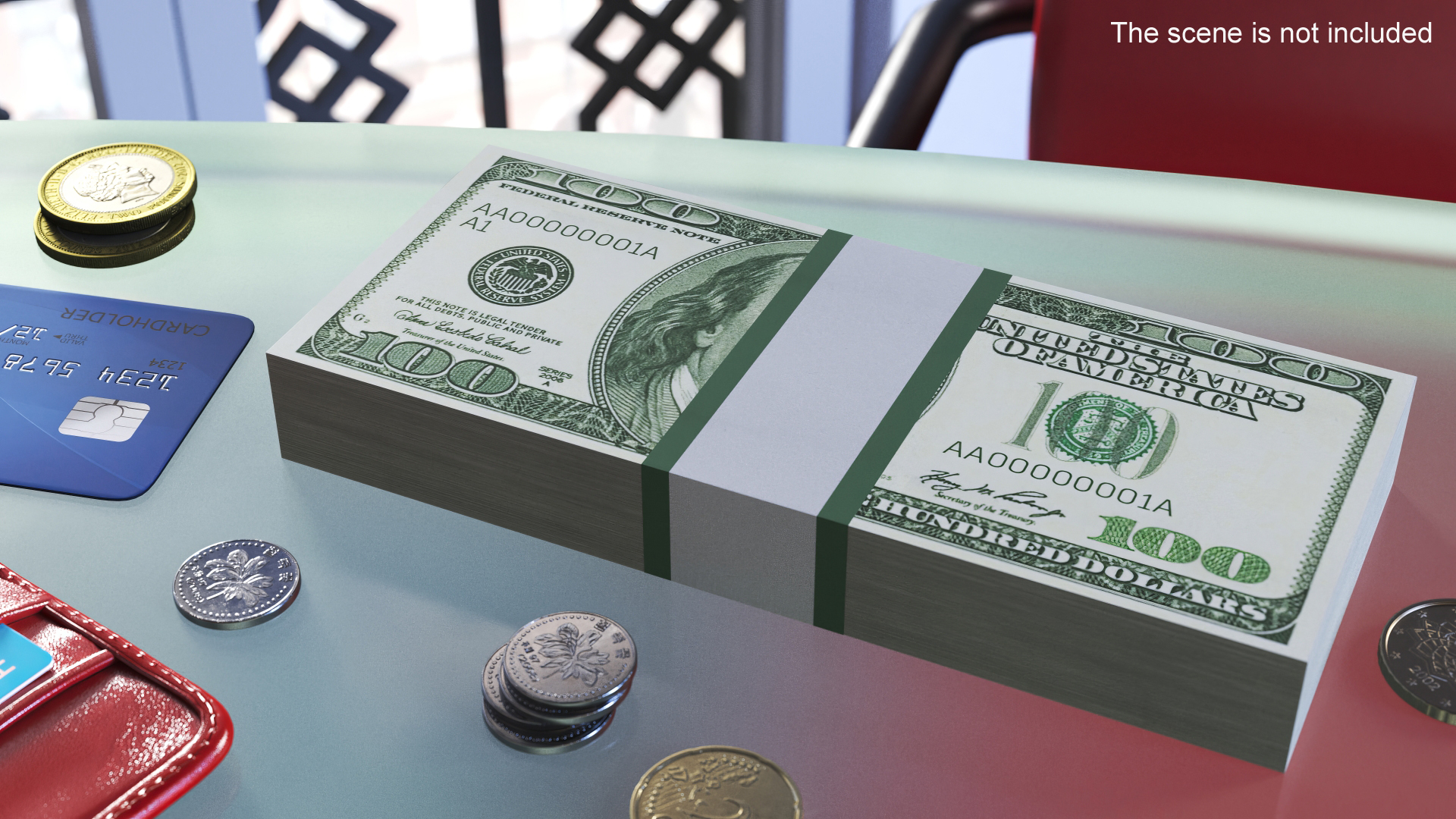 3D US Currency 100 Dollar Bills Pack model
