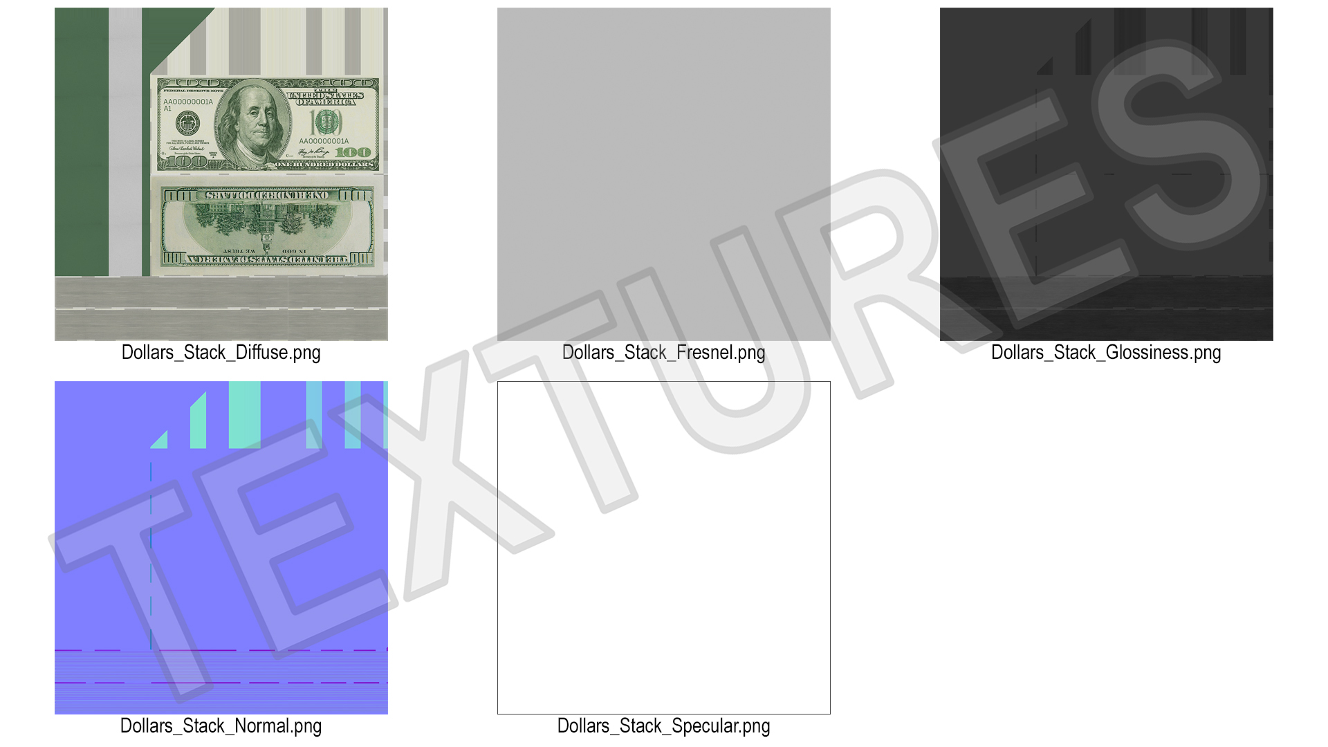3D US Currency 100 Dollar Bills Pack model