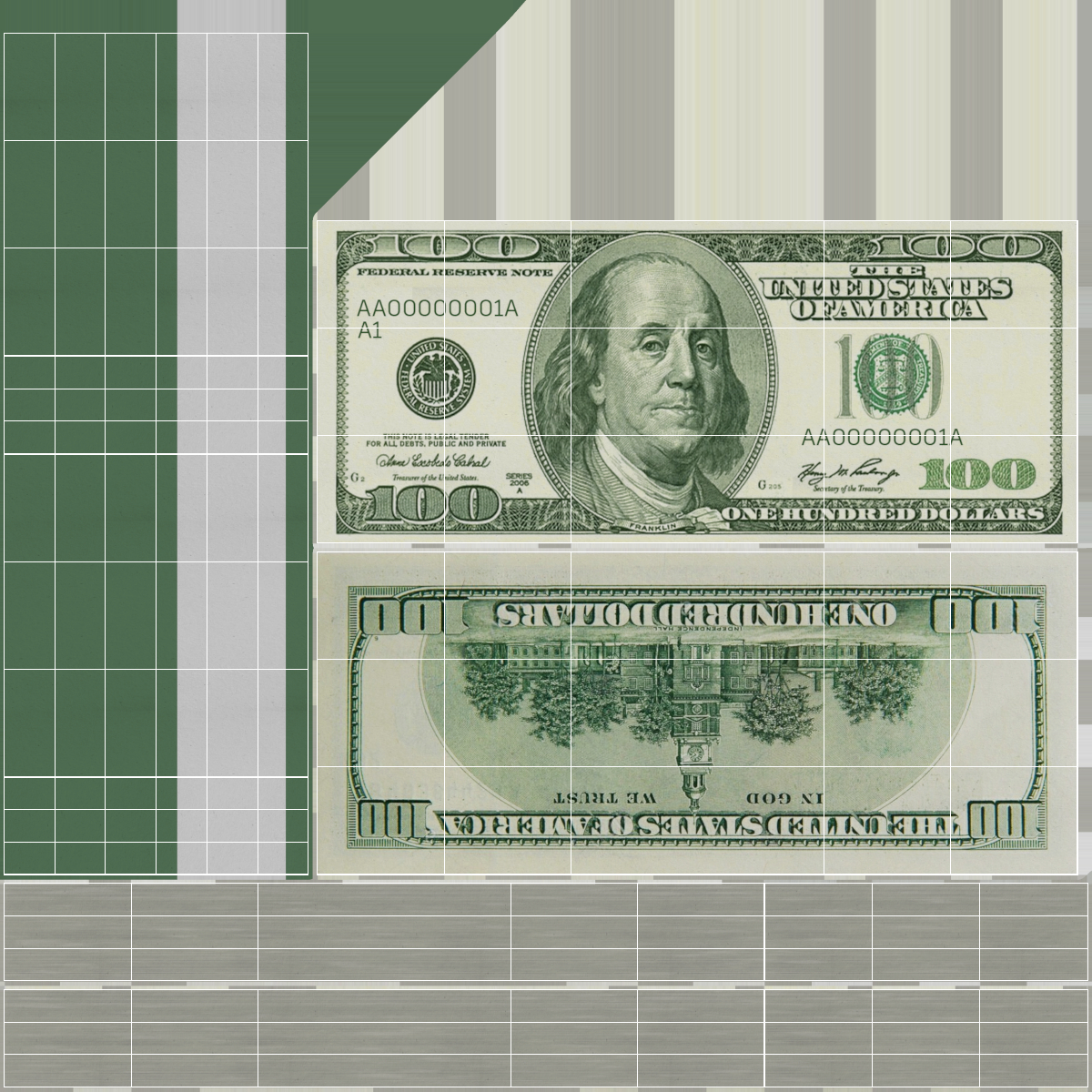 3D US Currency 100 Dollar Bills Pack model