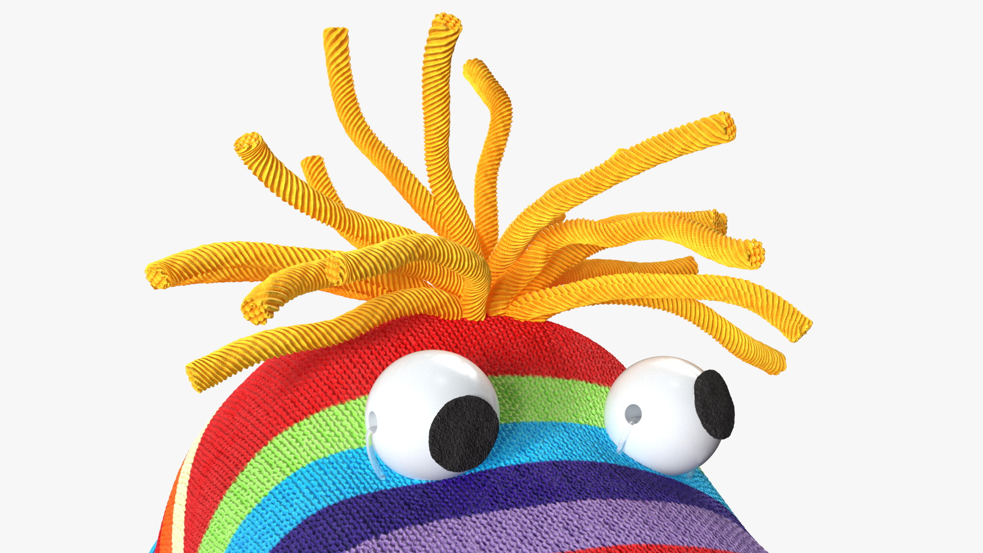 3D Sock Puppet Character Striped Boy Smiling Pose