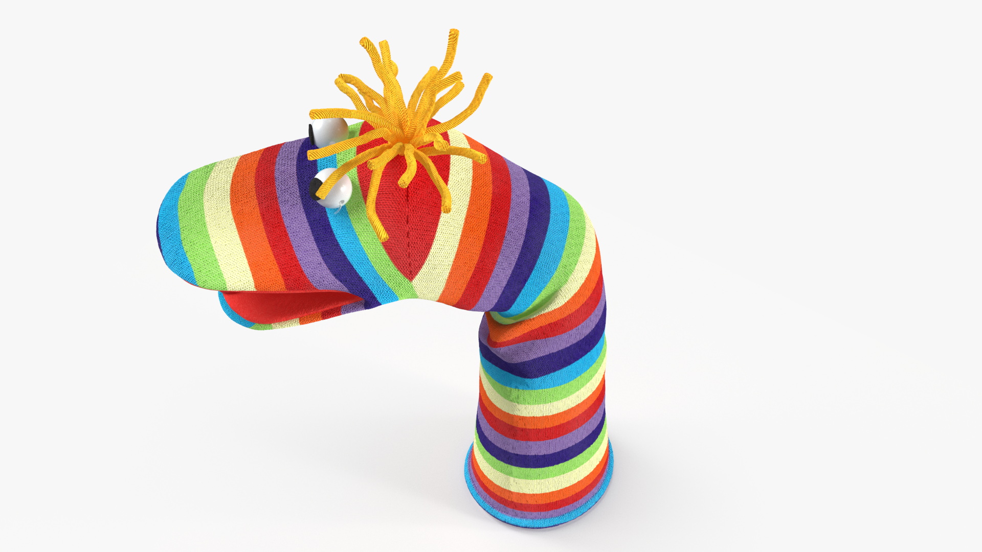 3D Sock Puppet Character Striped Boy Smiling Pose