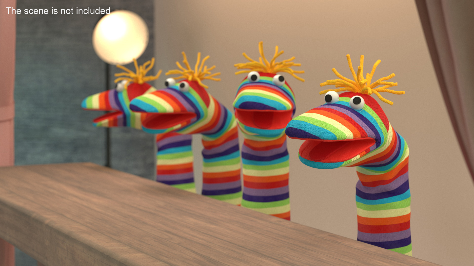 3D Sock Puppet Character Striped Boy Smiling Pose
