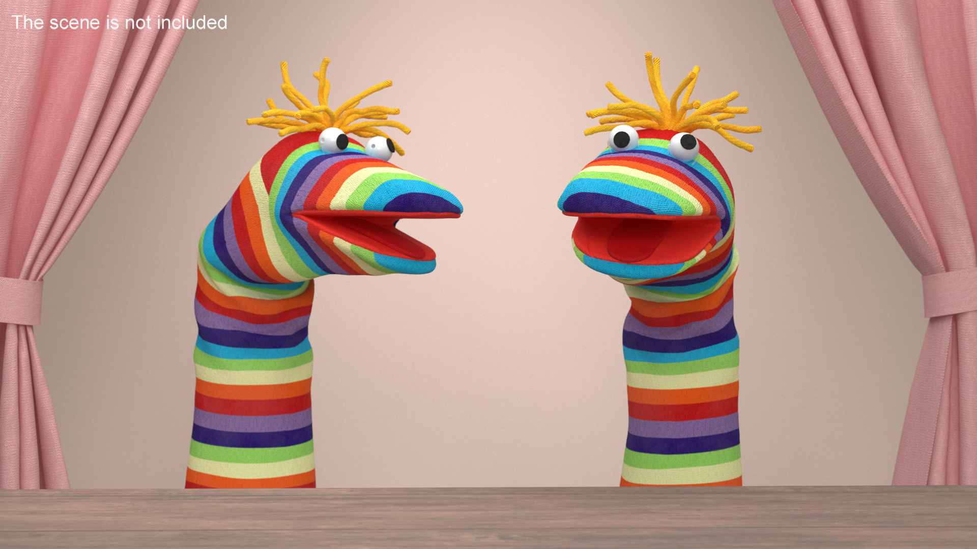 3D Sock Puppet Character Striped Boy Smiling Pose