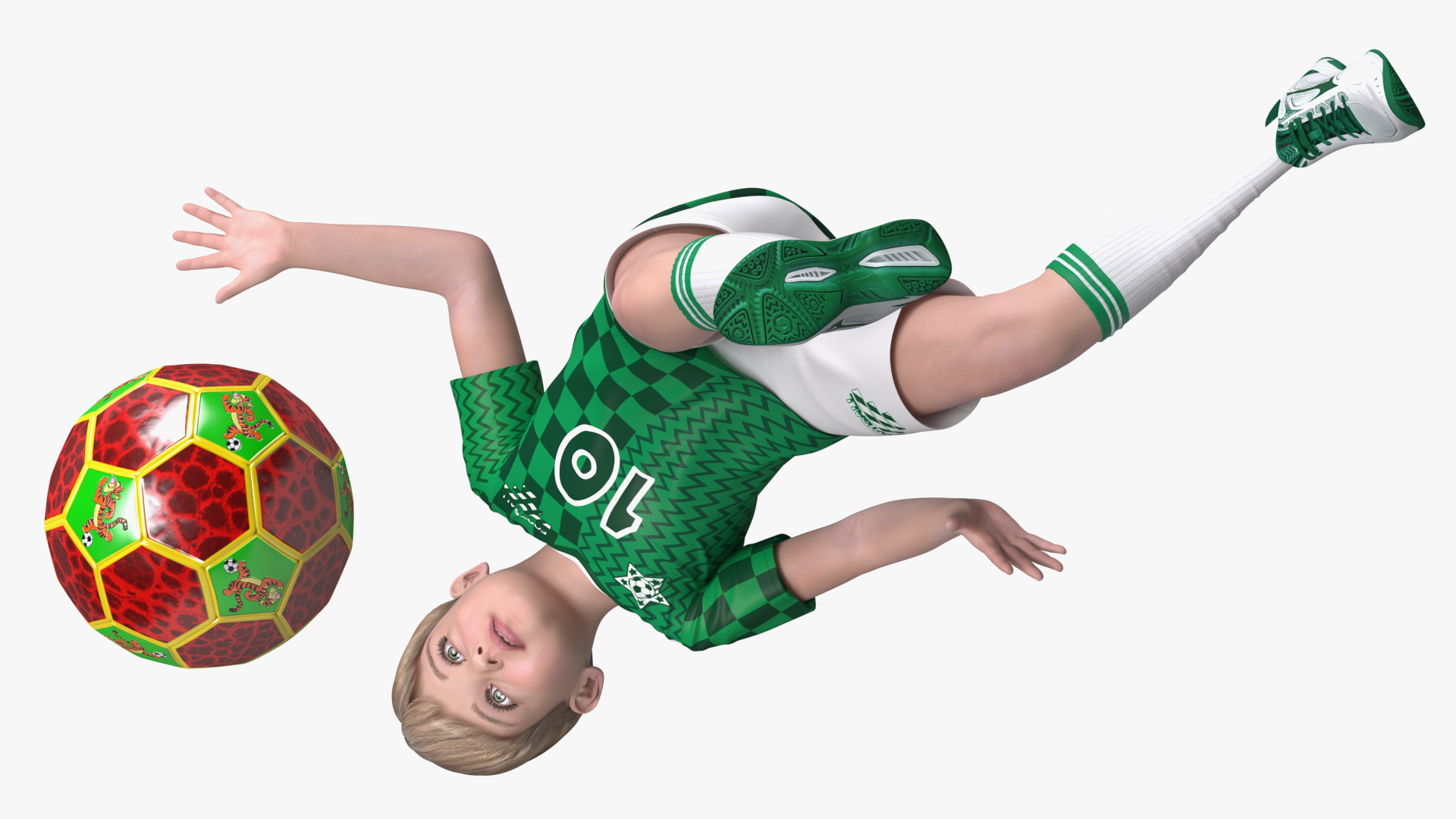 3D Child Boy With Ball Sport Style