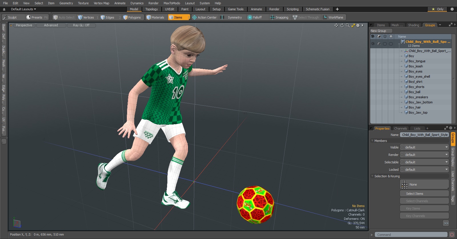 3D Child Boy With Ball Sport Style